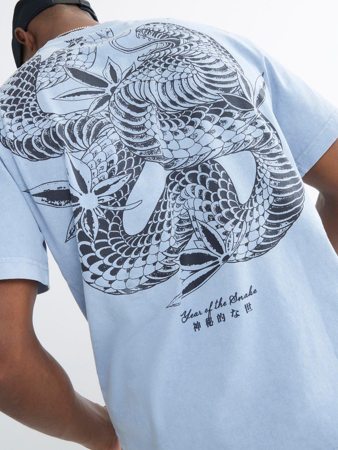 undefined Japanese Washed Graphic T-Shirt - Blue
