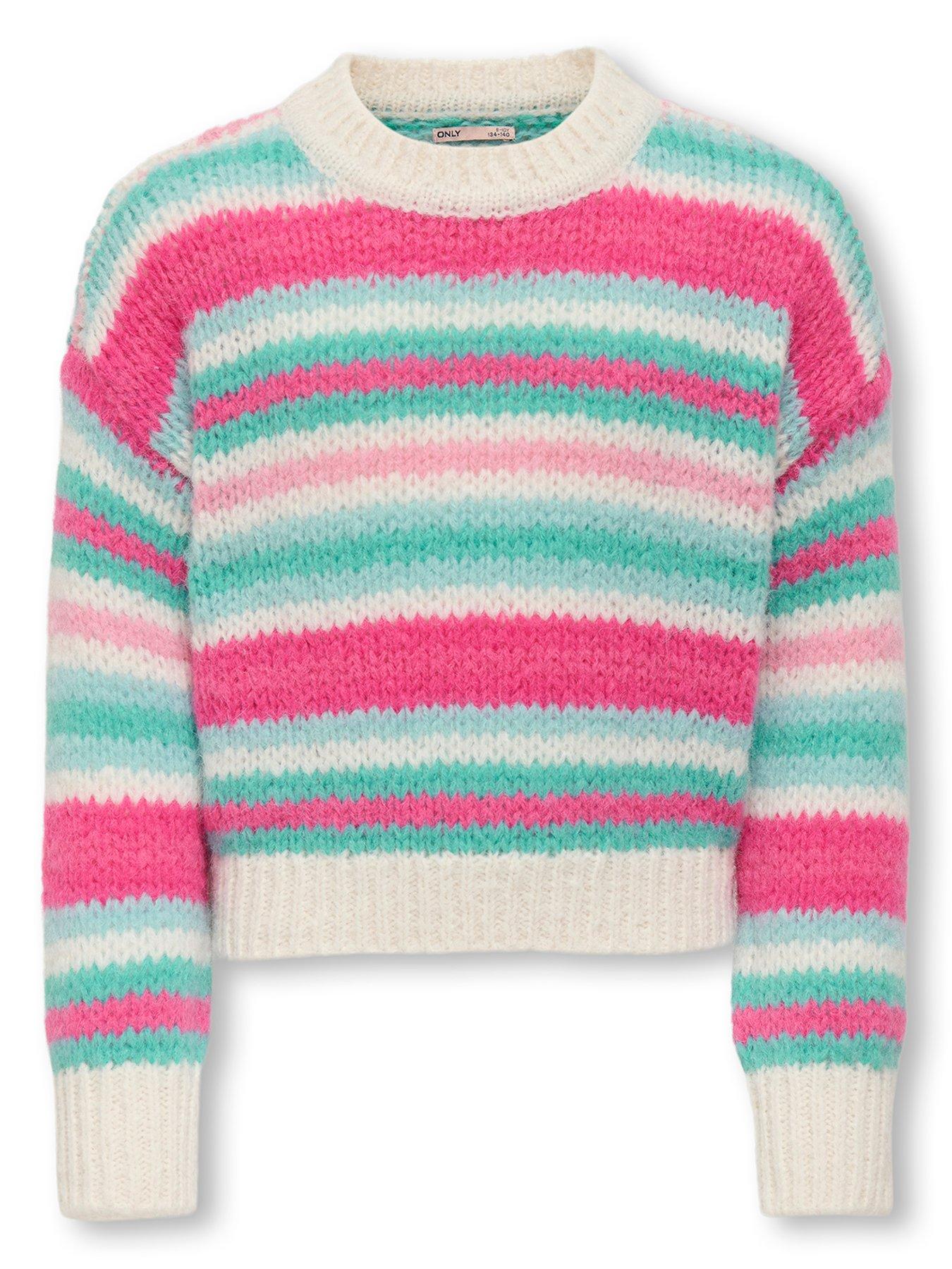 Only Kids Girls Stripe Chunky Knitted Jumper - Multi