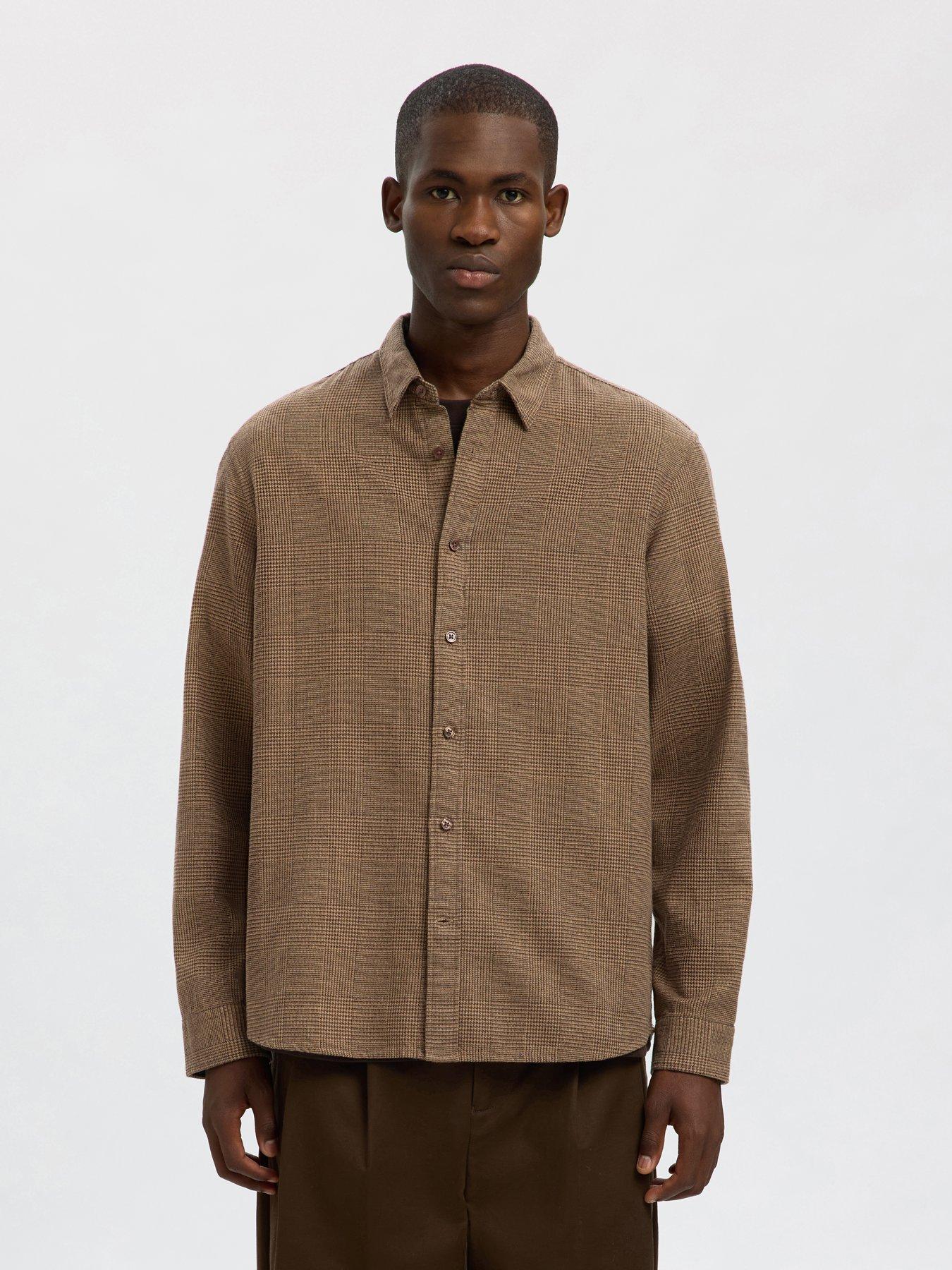 Image 1 of 6 of Selected Selected Noah Long Sleeve Brushed Casual Shirt