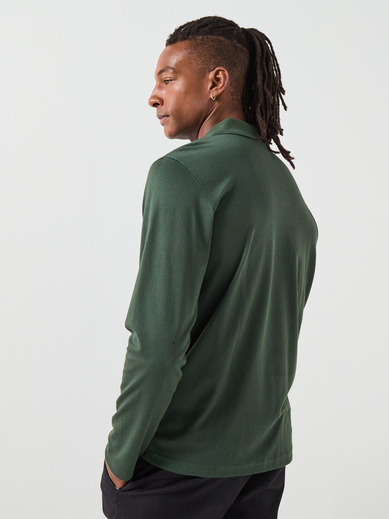 Image 2 of 6 of Selected Selected Fave Split Neck Long Sleeve Polo Shirt