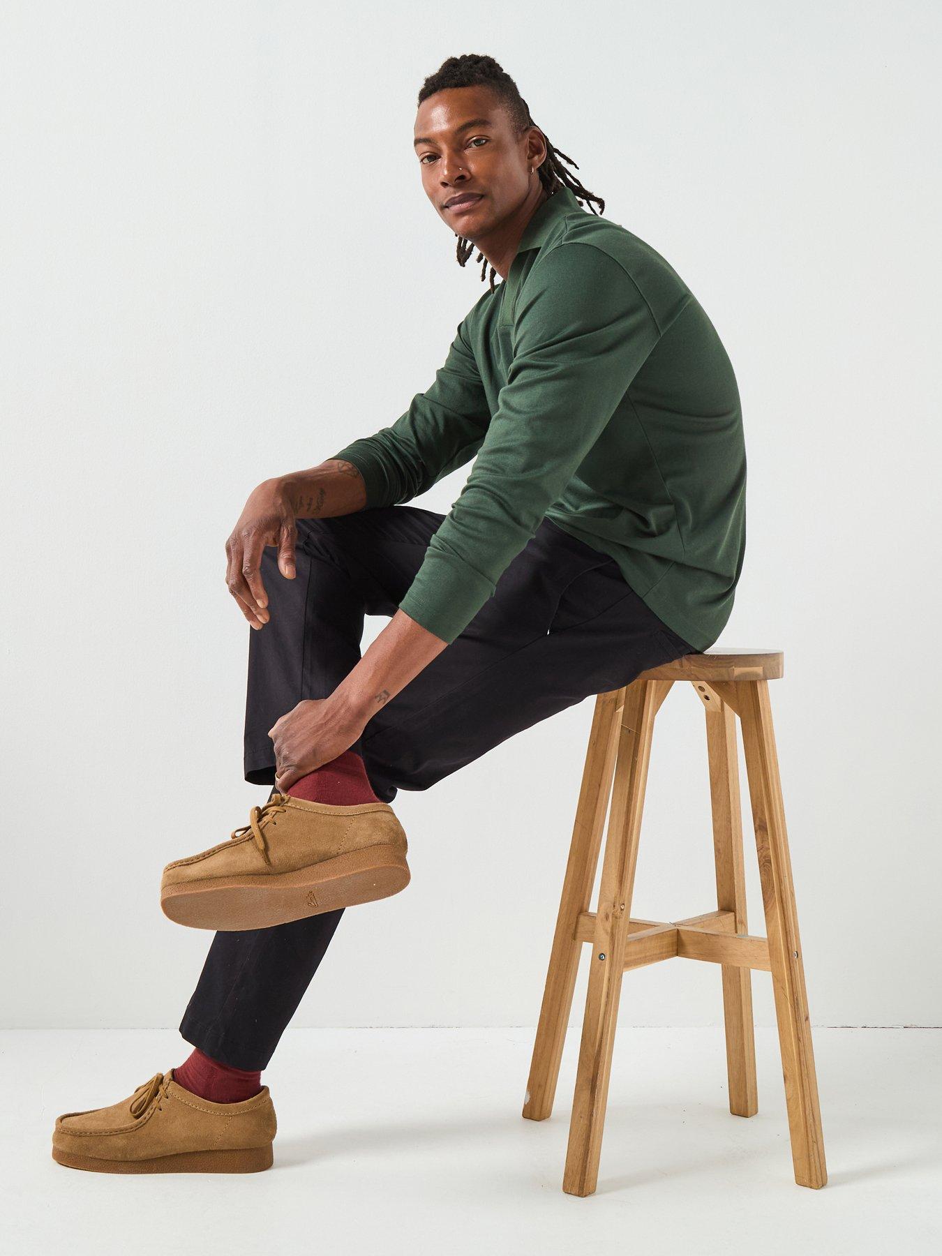 Image 6 of 6 of Selected Selected Fave Split Neck Long Sleeve Polo Shirt