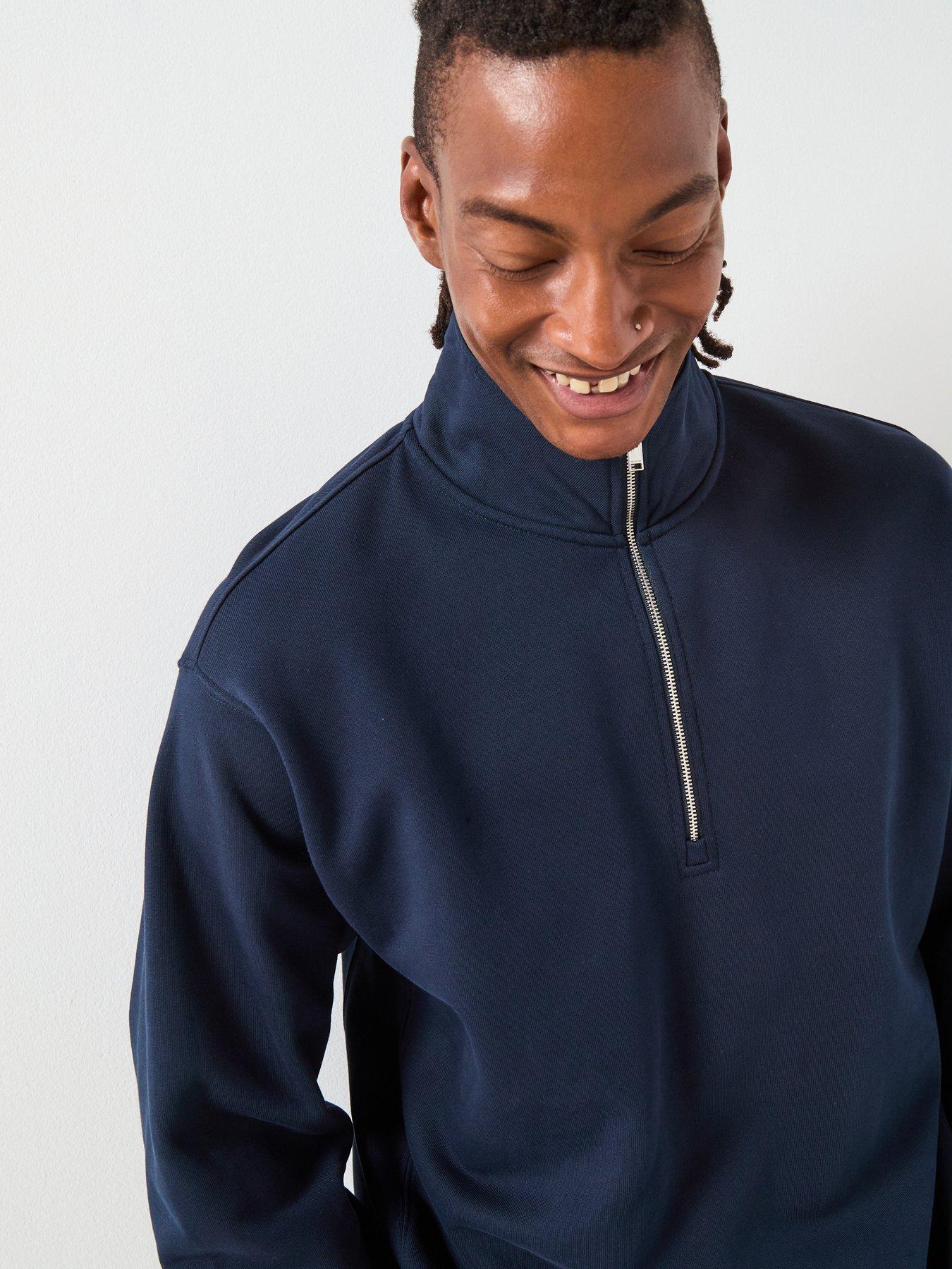 Image 4 of 6 of Selected Aron Long Sleeve Half Zip Sweat - Navy