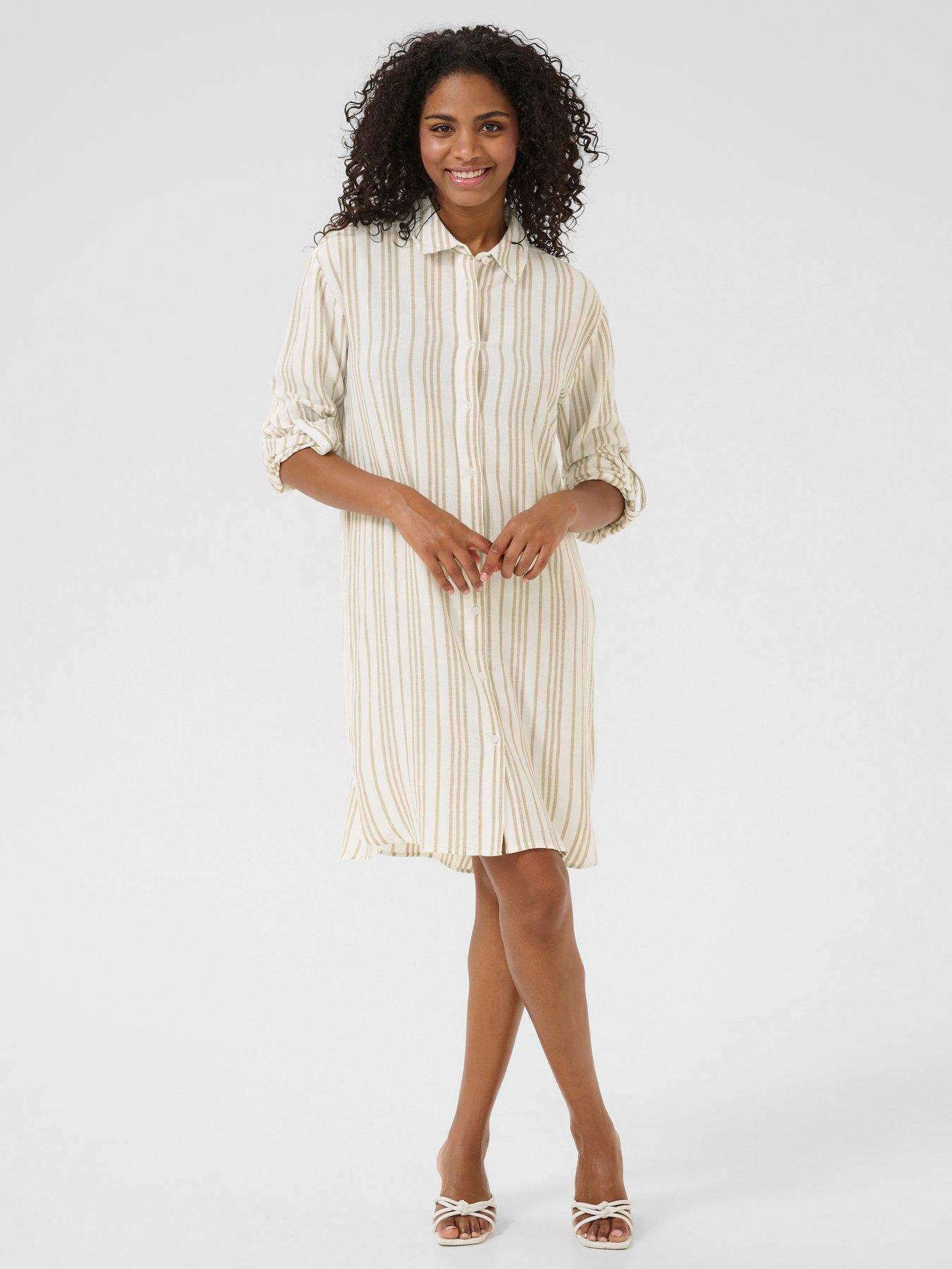 Image 1 of 5 of Kaffe Milia Shirt Dress - Neutral