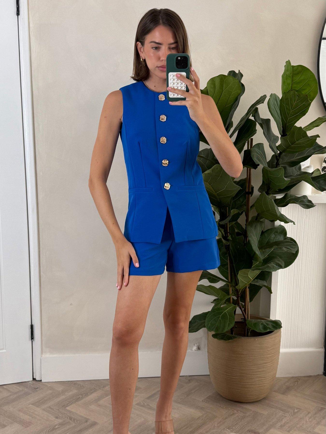 undefined Gold Hardware Button Down Waistcoat - Cobalt