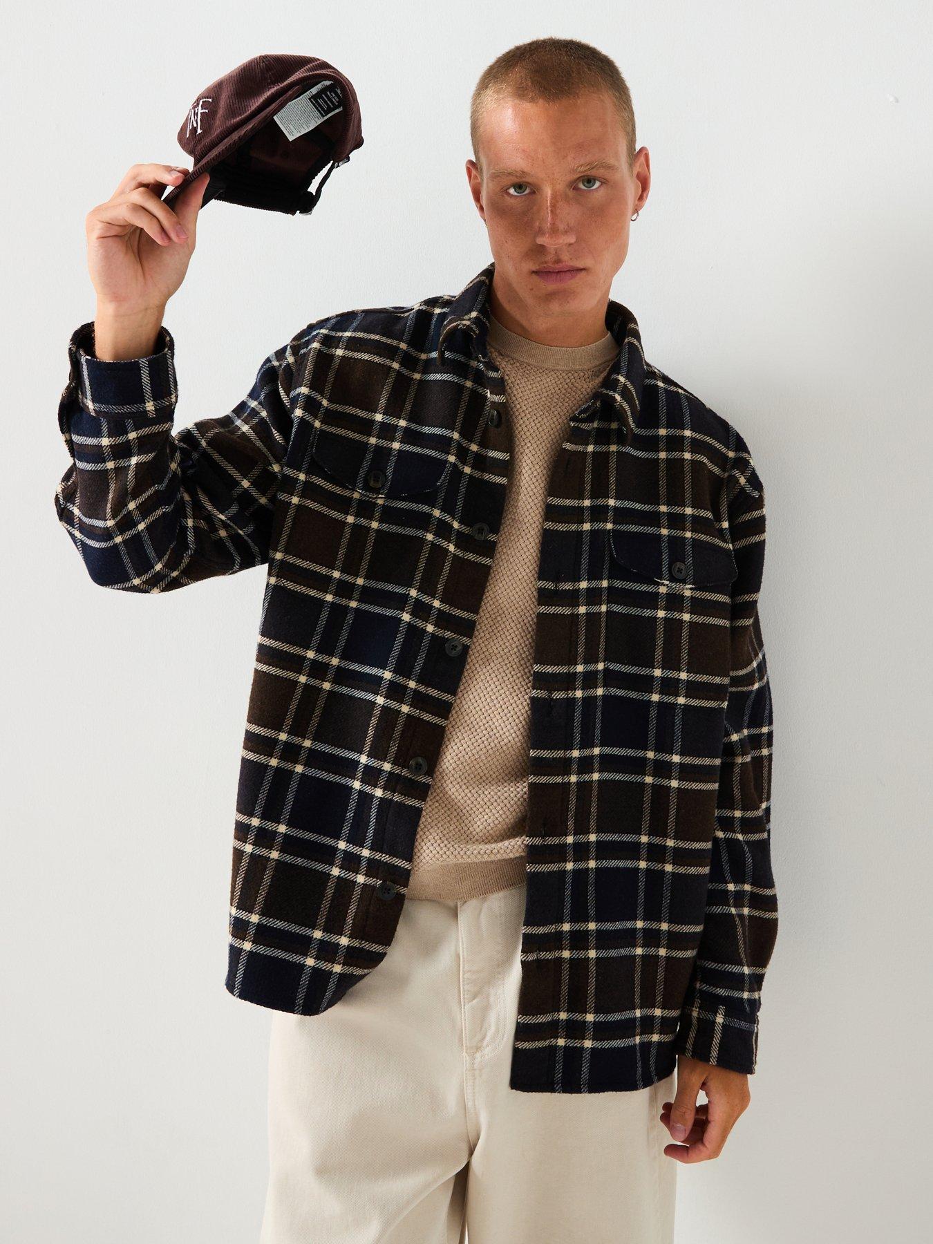 Image 3 of 6 of Selected Pablo Wool Checked Casual Shirt - Brown