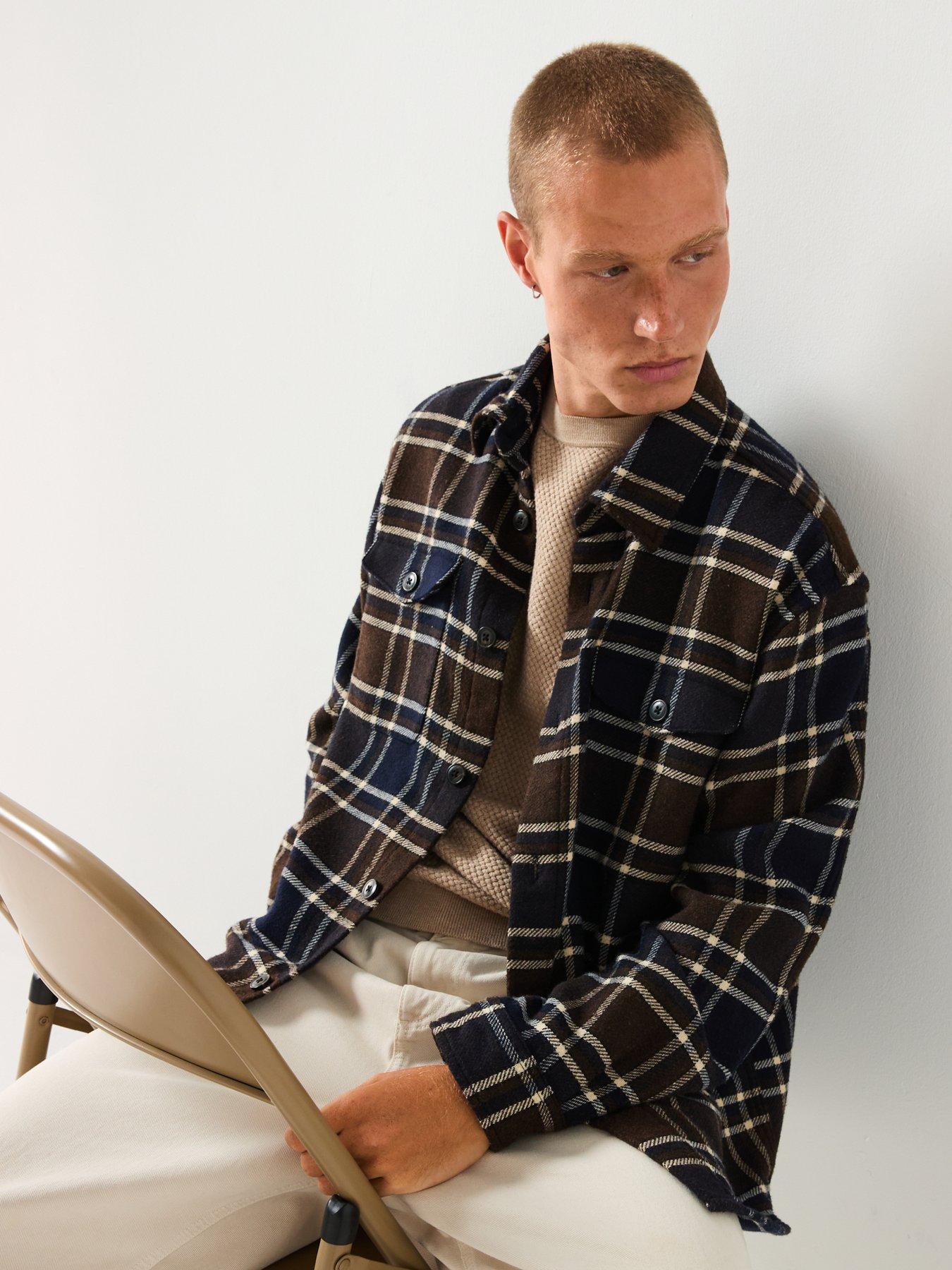 Image 6 of 6 of Selected Pablo Wool Checked Casual Shirt - Brown