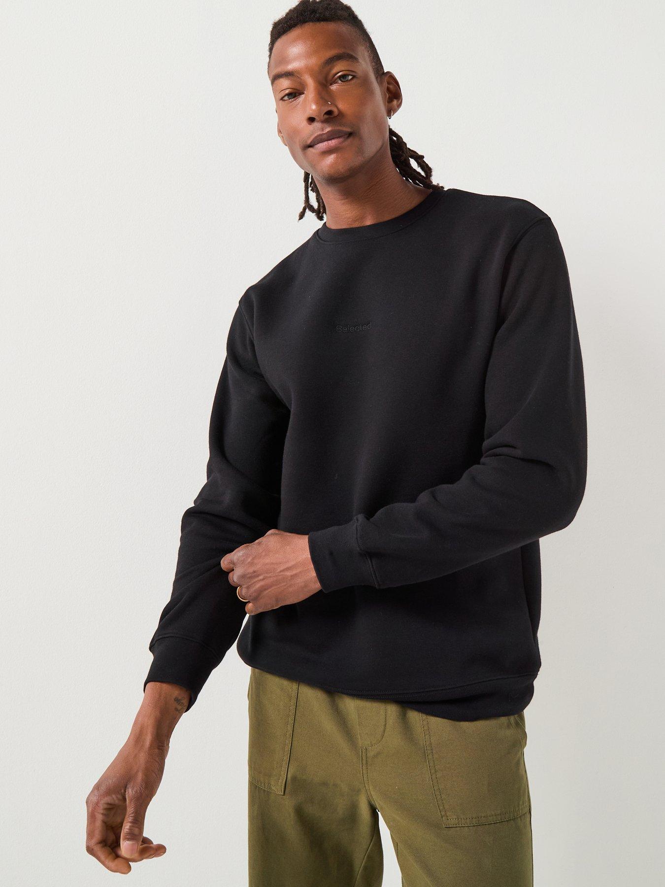 Selected Homme Hankie Logo Crew Neck Sweat Top - Black