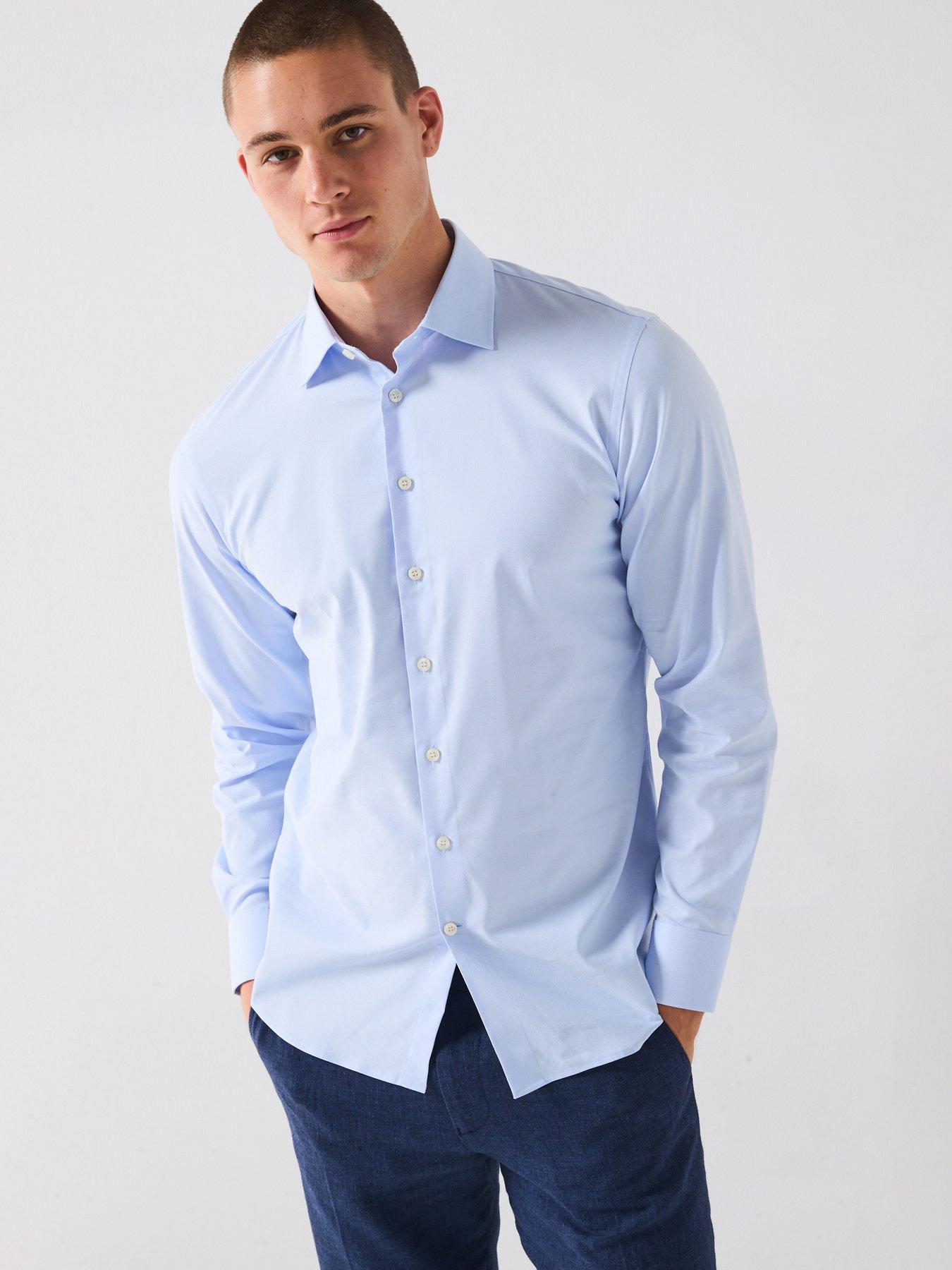 undefined Slim Performance Long Sleeve Formal Shirt - Blue