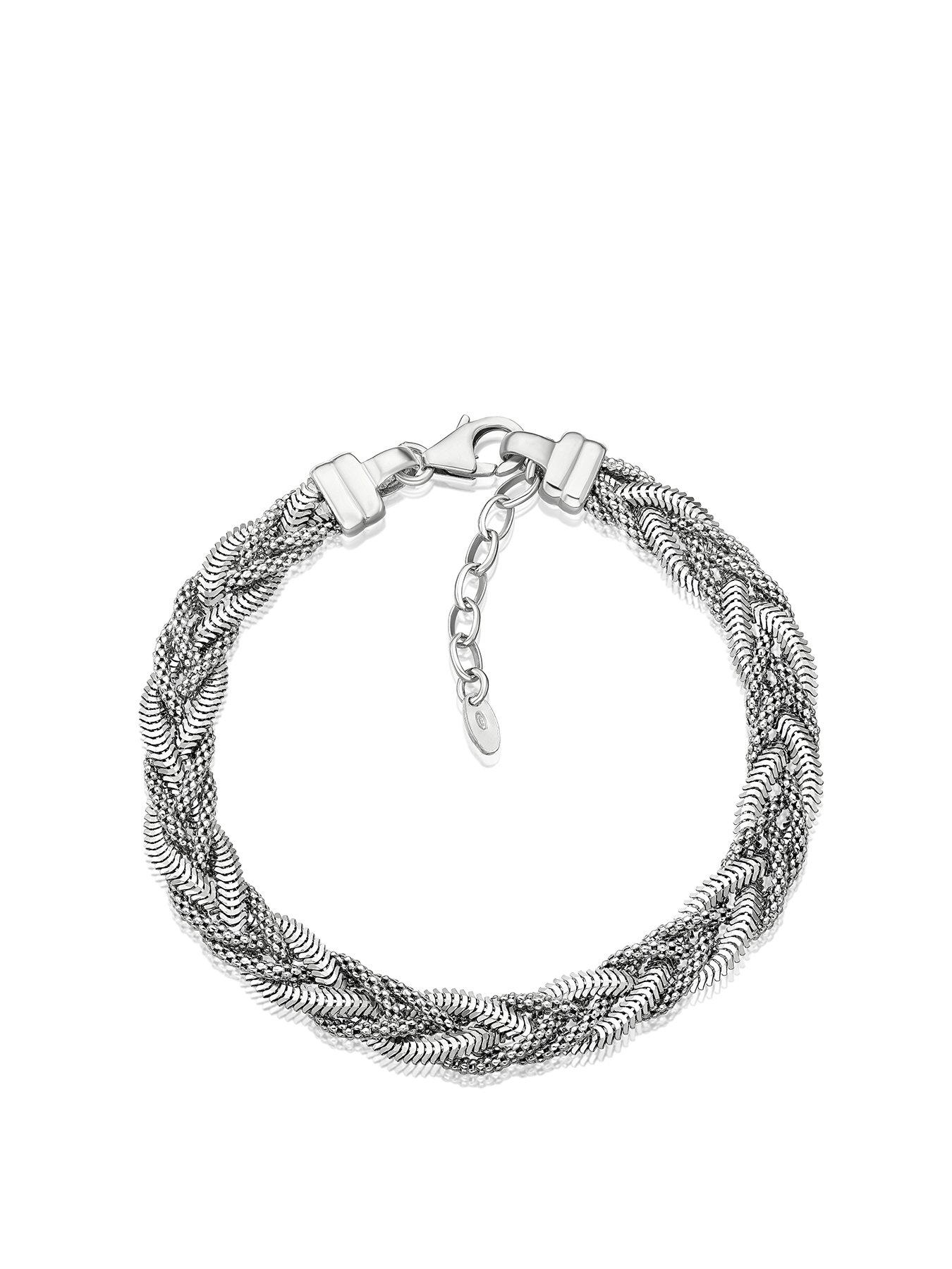 undefined Sterling Silver Bracelet. 7+1" Braided Textured Bracelet