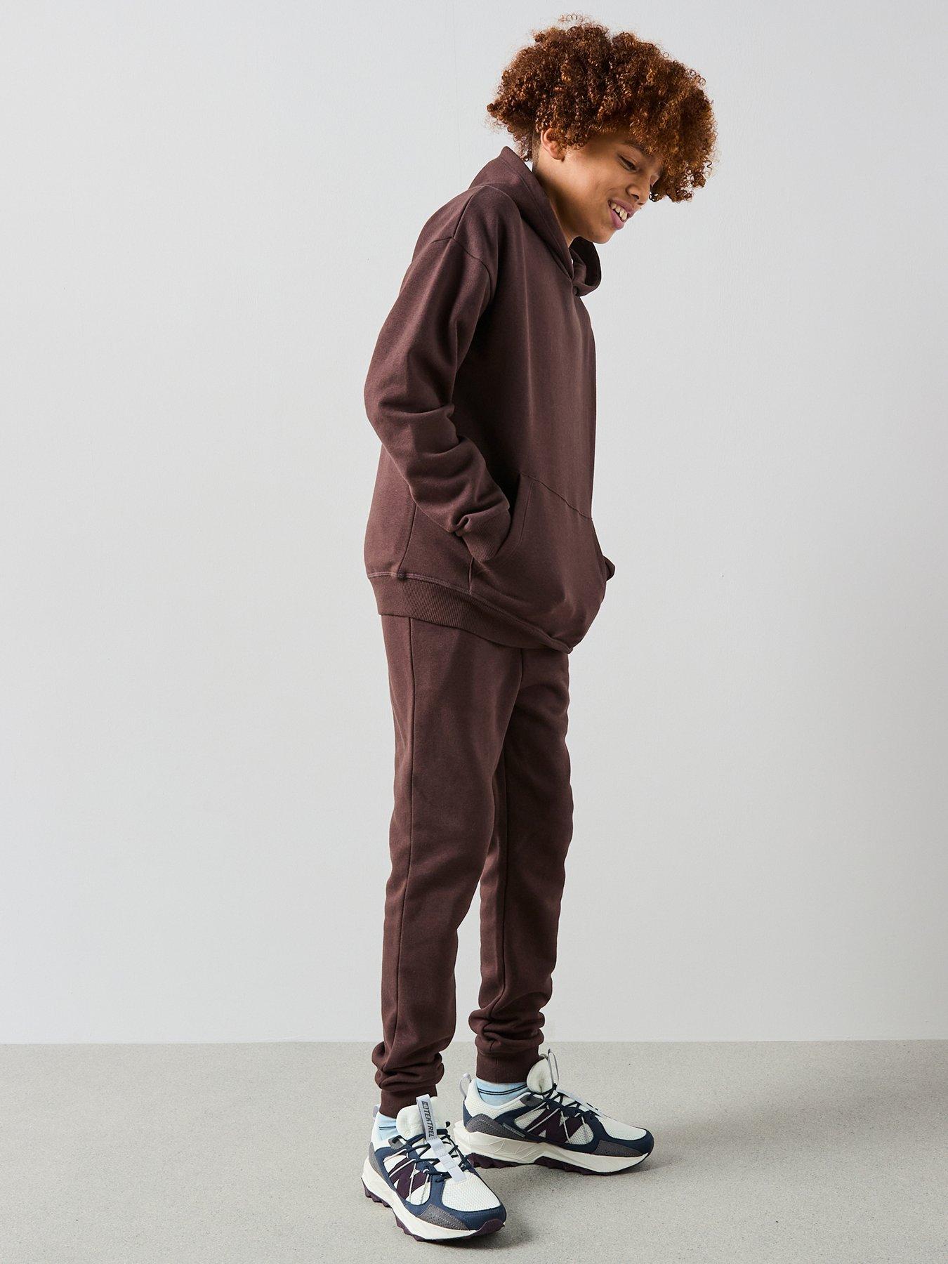 Image 1 of 6 of The Very Collection Boys Drop Shoulder Hoodie And Jogger Set - Brown