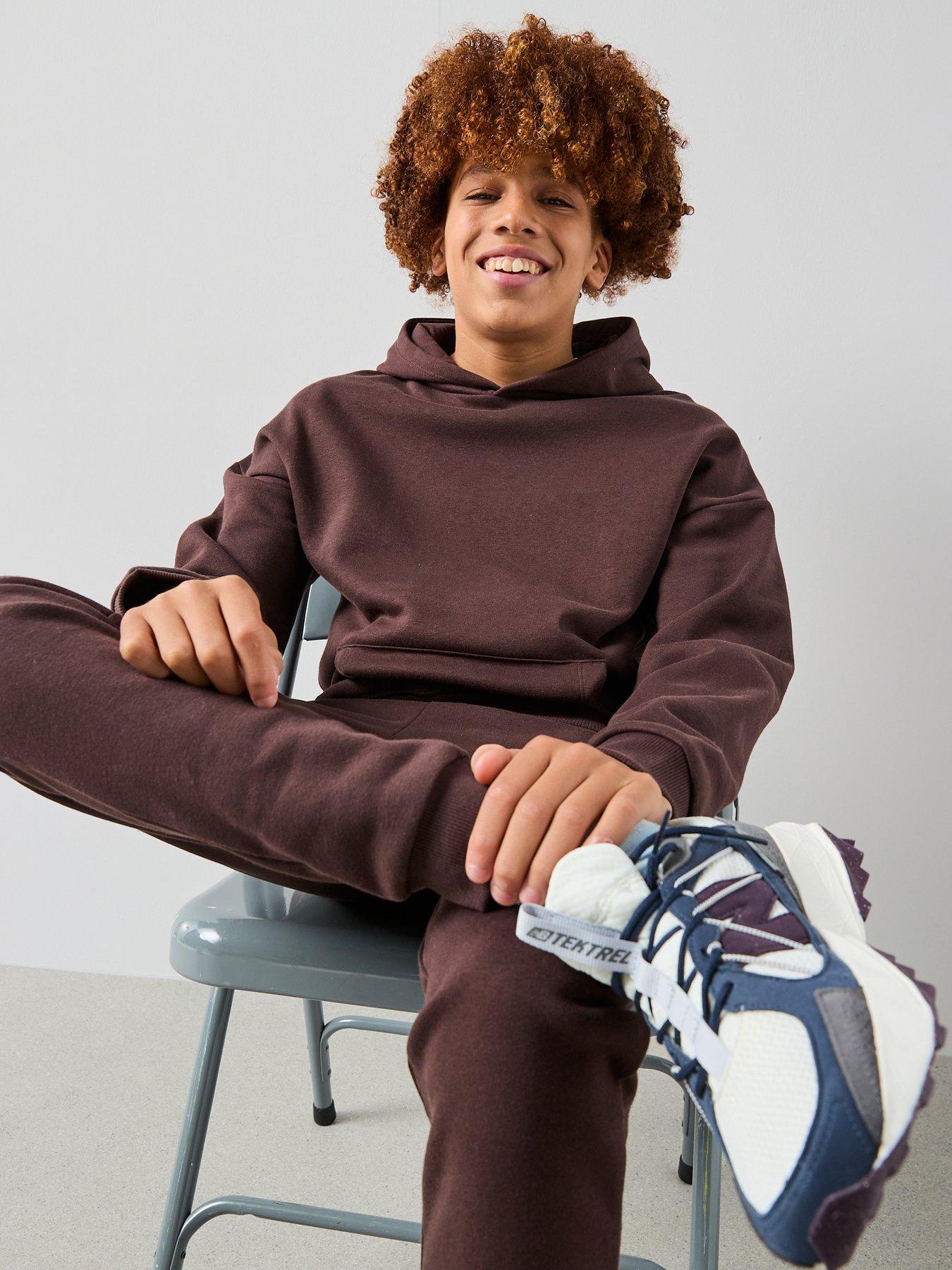 Image 4 of 6 of The Very Collection Boys Drop Shoulder Hoodie And Jogger Set - Brown