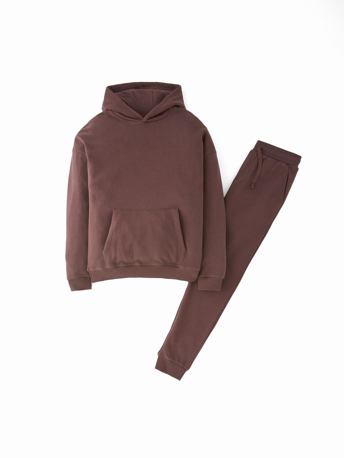 Image 6 of 6 of The Very Collection Boys Drop Shoulder Hoodie And Jogger Set - Brown