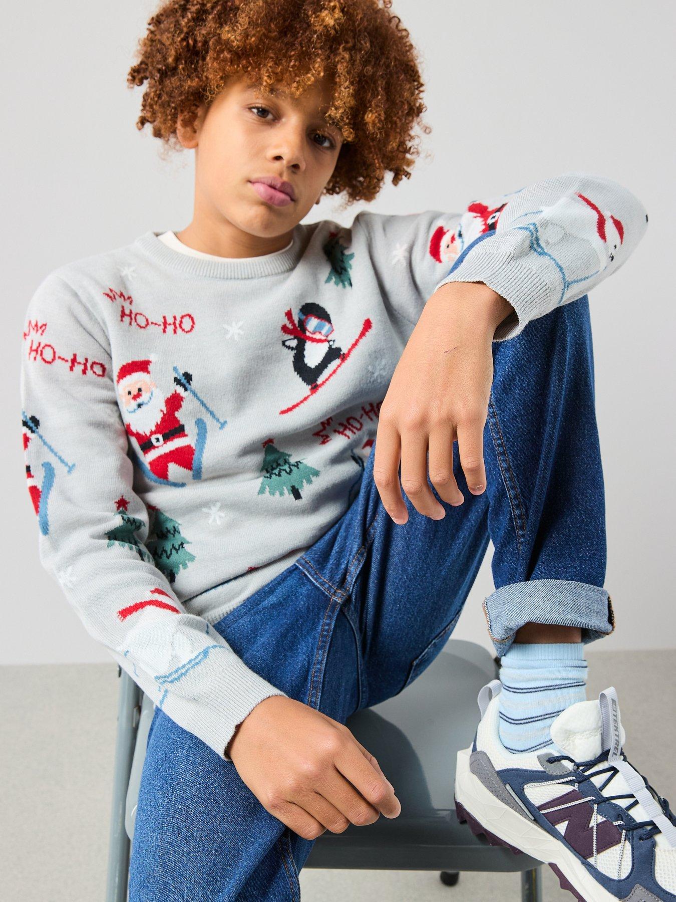 Image 4 of 6 of The Very Collection Boys Christmas Character Ski Knitted Jumper - Multi