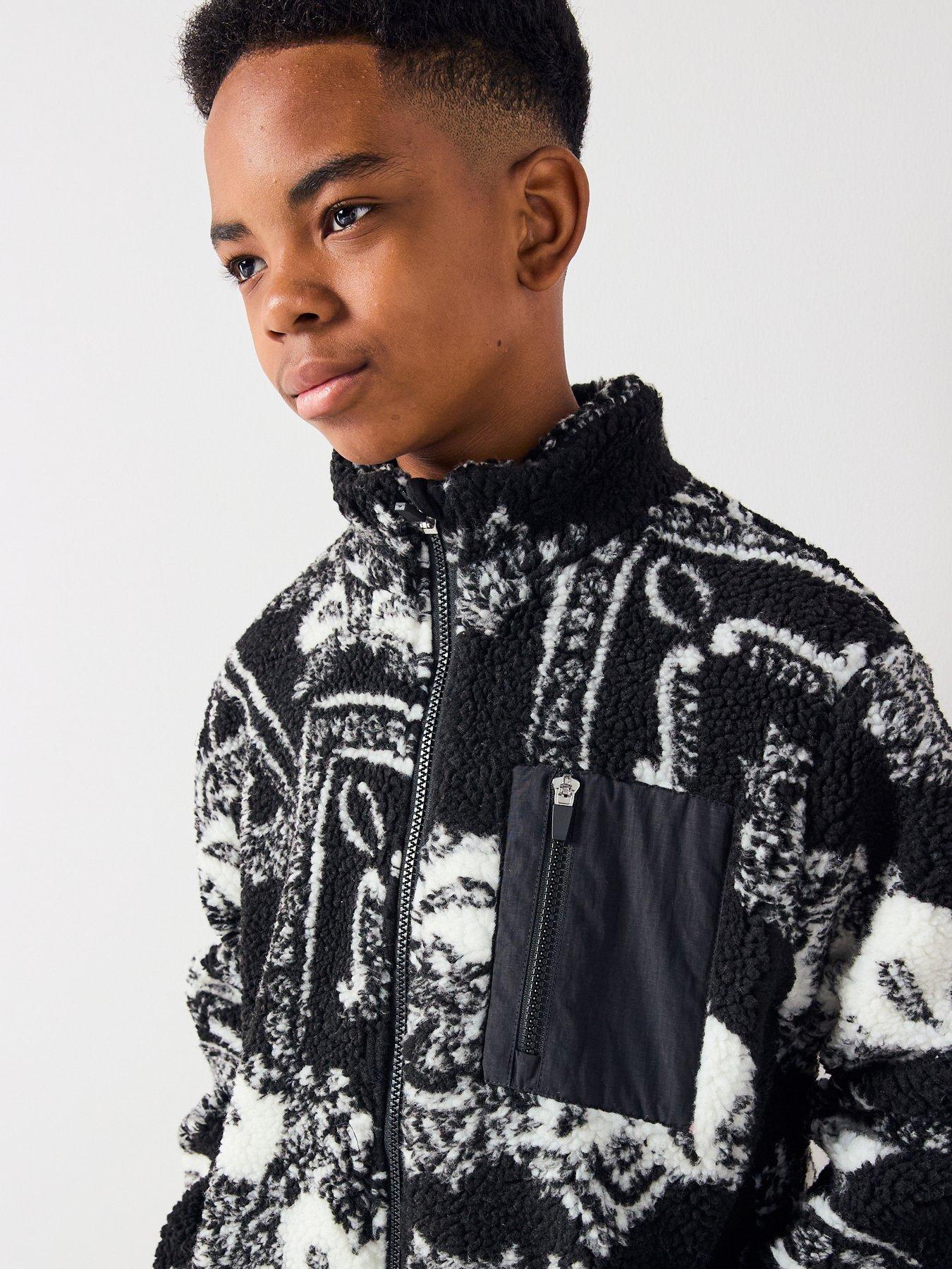 Image 4 of 5 of The Very Collection Boys Printed Borg Jacket - Multi