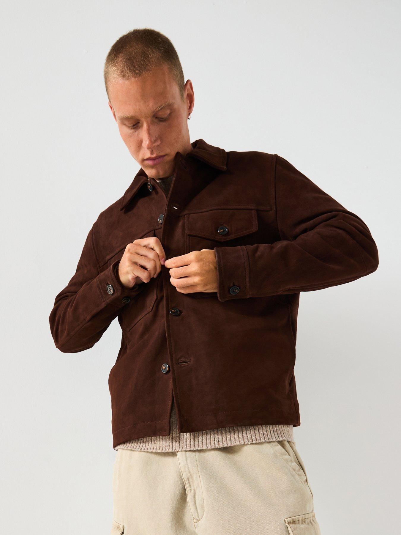 Image 1 of 6 of Selected Thom Suede Over Shirt - Brown