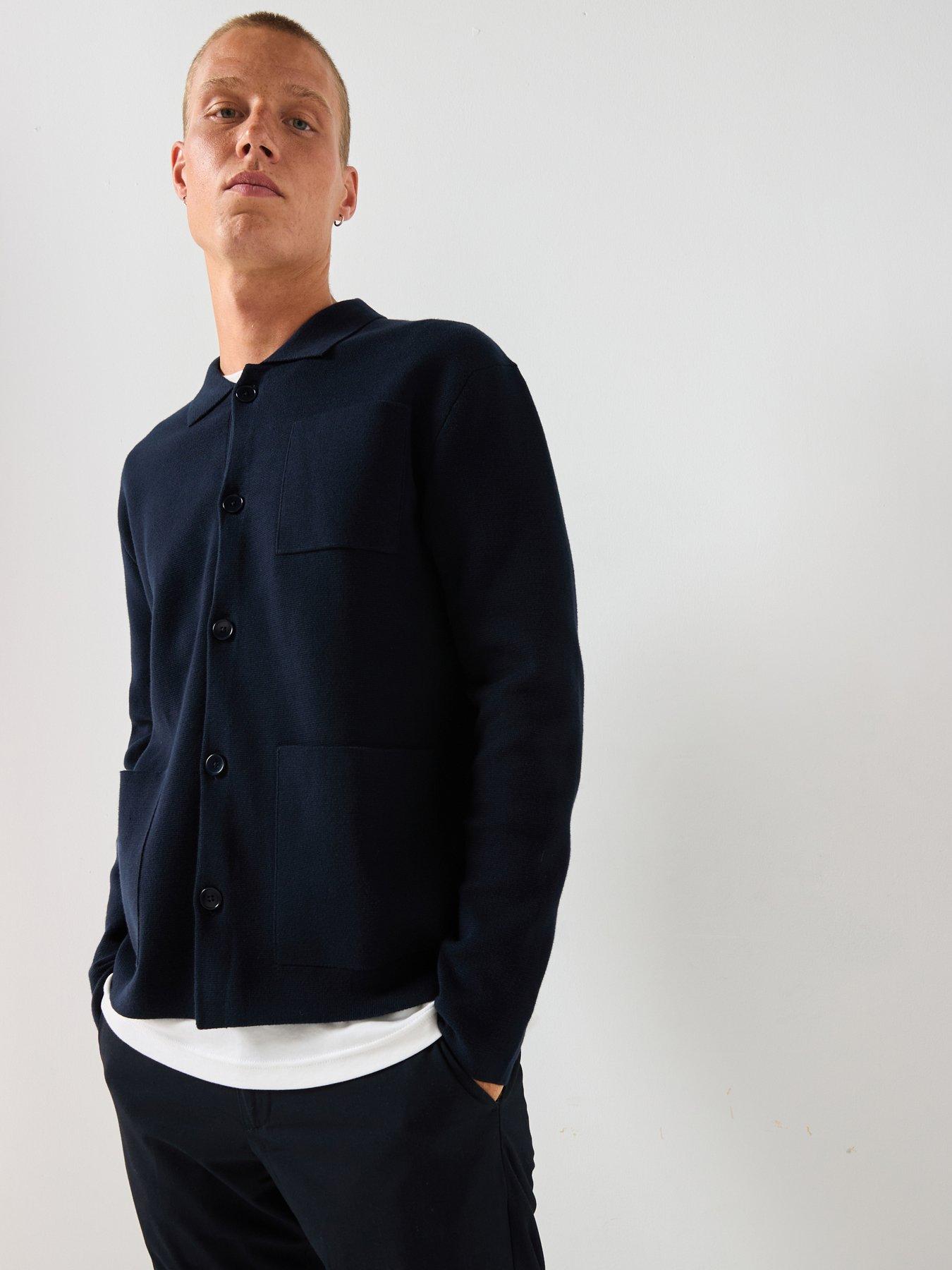 undefined Mike Light Long Sleeve Knitted Cardigan - Navy