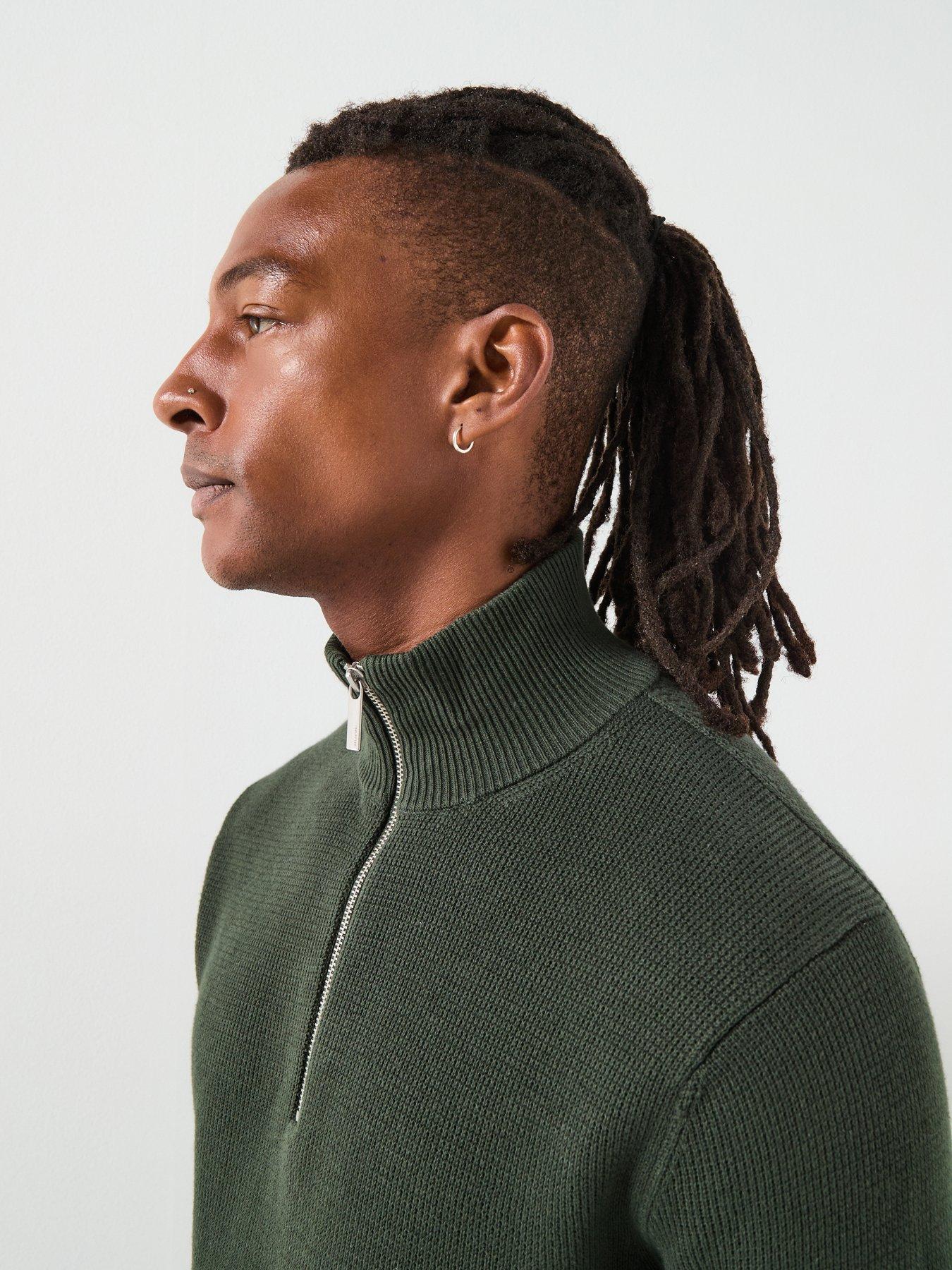Image 4 of 6 of Selected Dane Long Sleeve Half Zip Knitted Jumper - Dark Green
