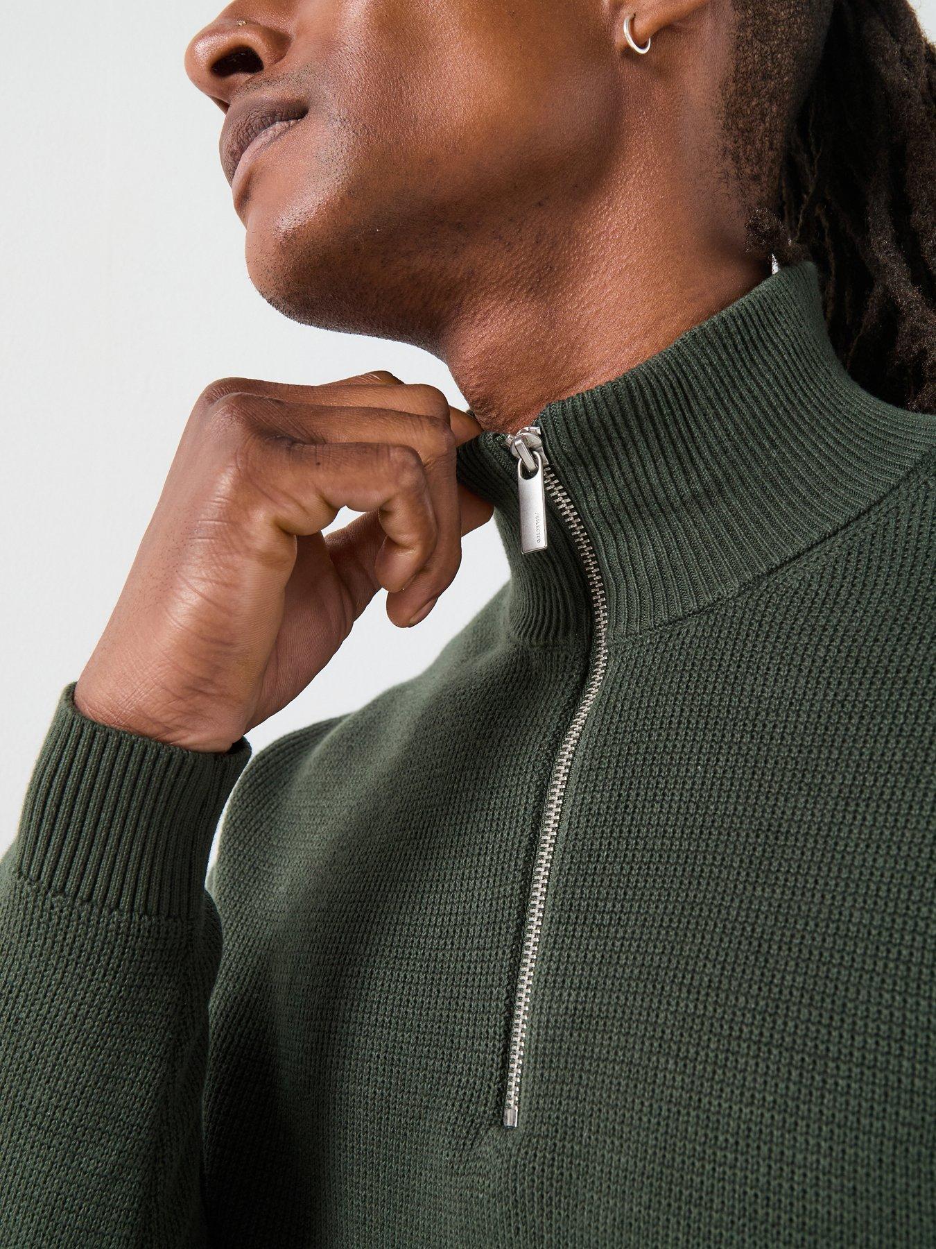Image 5 of 6 of Selected Dane Long Sleeve Half Zip Knitted Jumper - Dark Green
