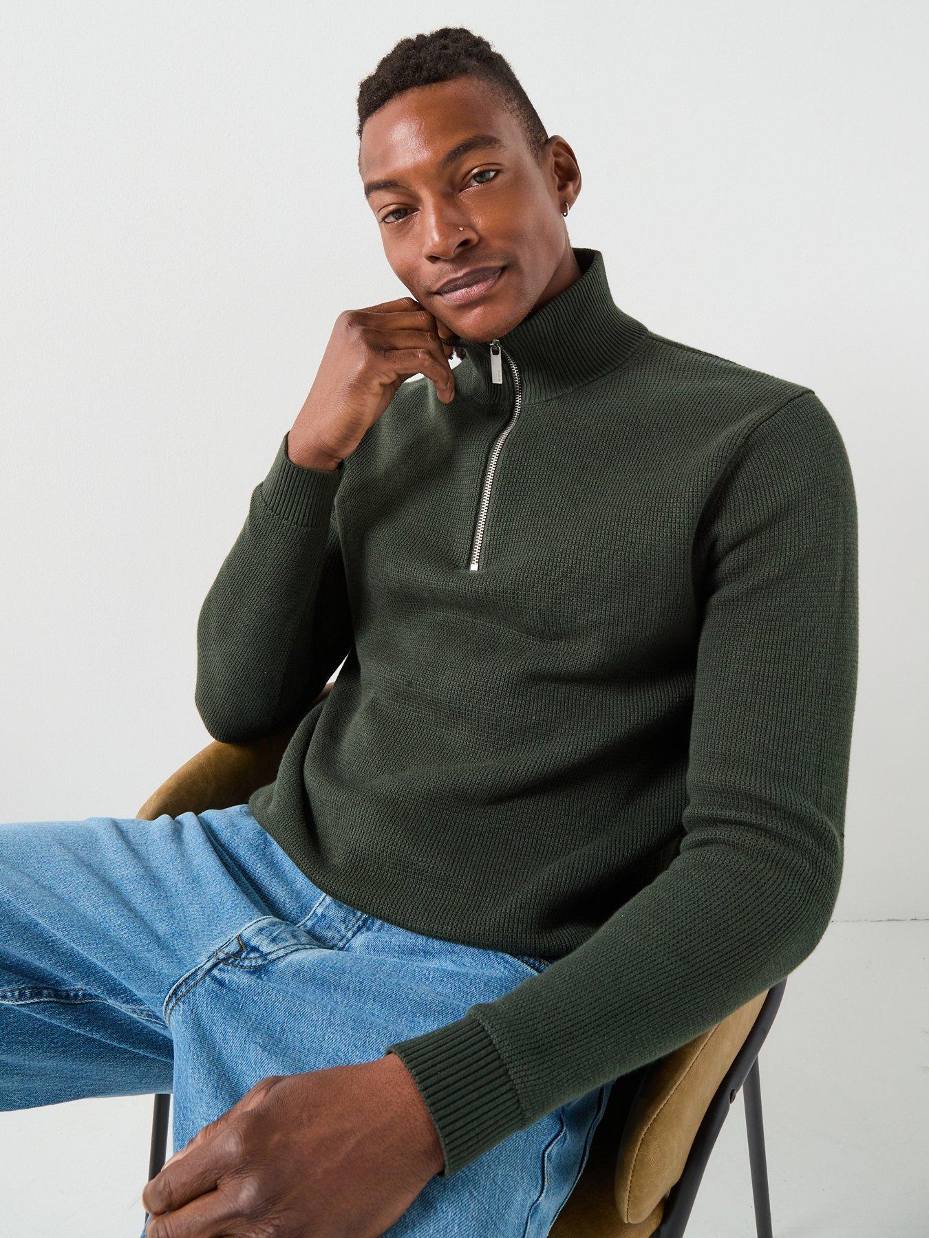 Image 6 of 6 of Selected Dane Long Sleeve Half Zip Knitted Jumper - Dark Green