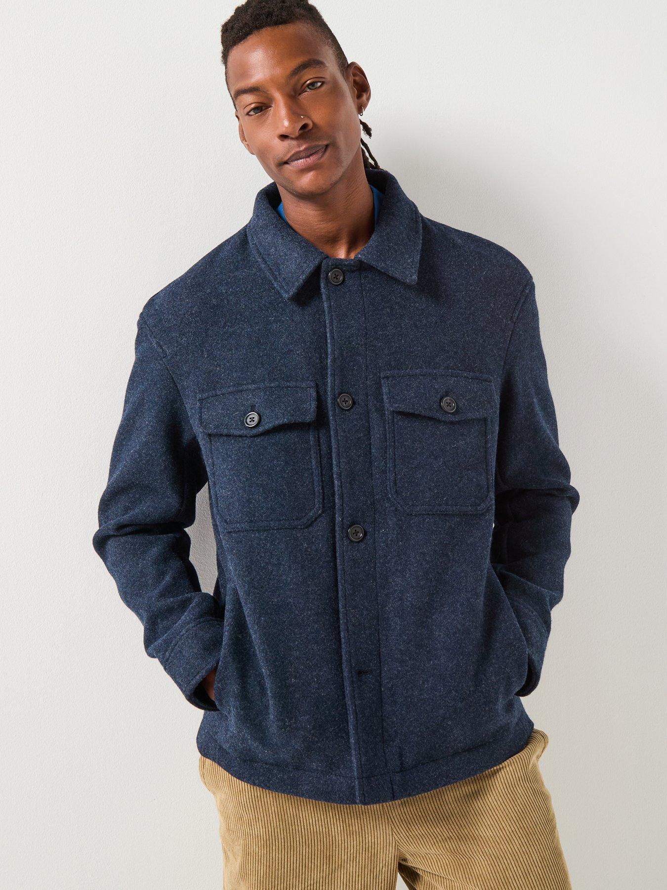 Image 1 of 6 of Selected Mitch Long Sleeve Over Shirt - Navy