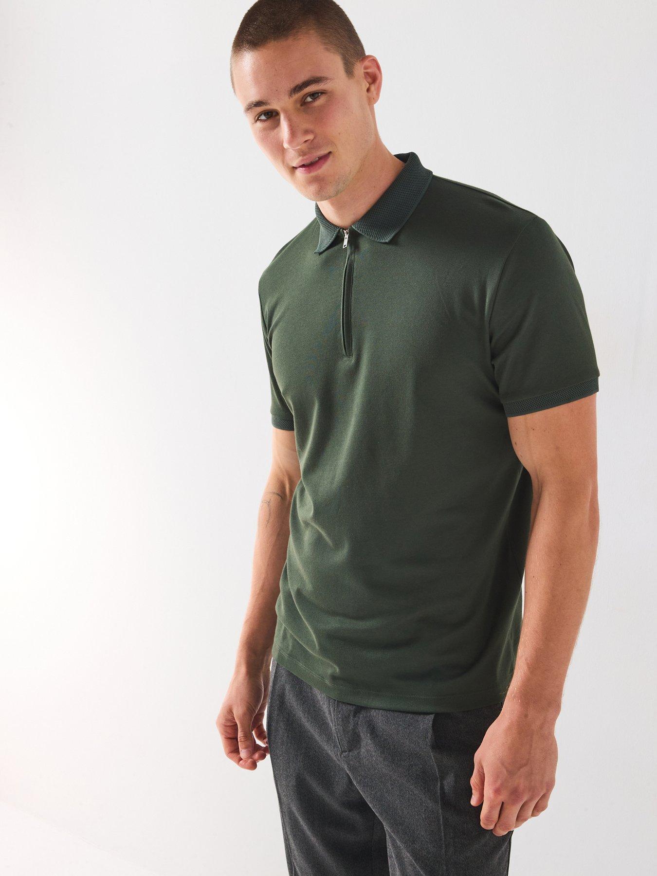 Selected Homme Fave Zip Polo Shirt - Dark Green