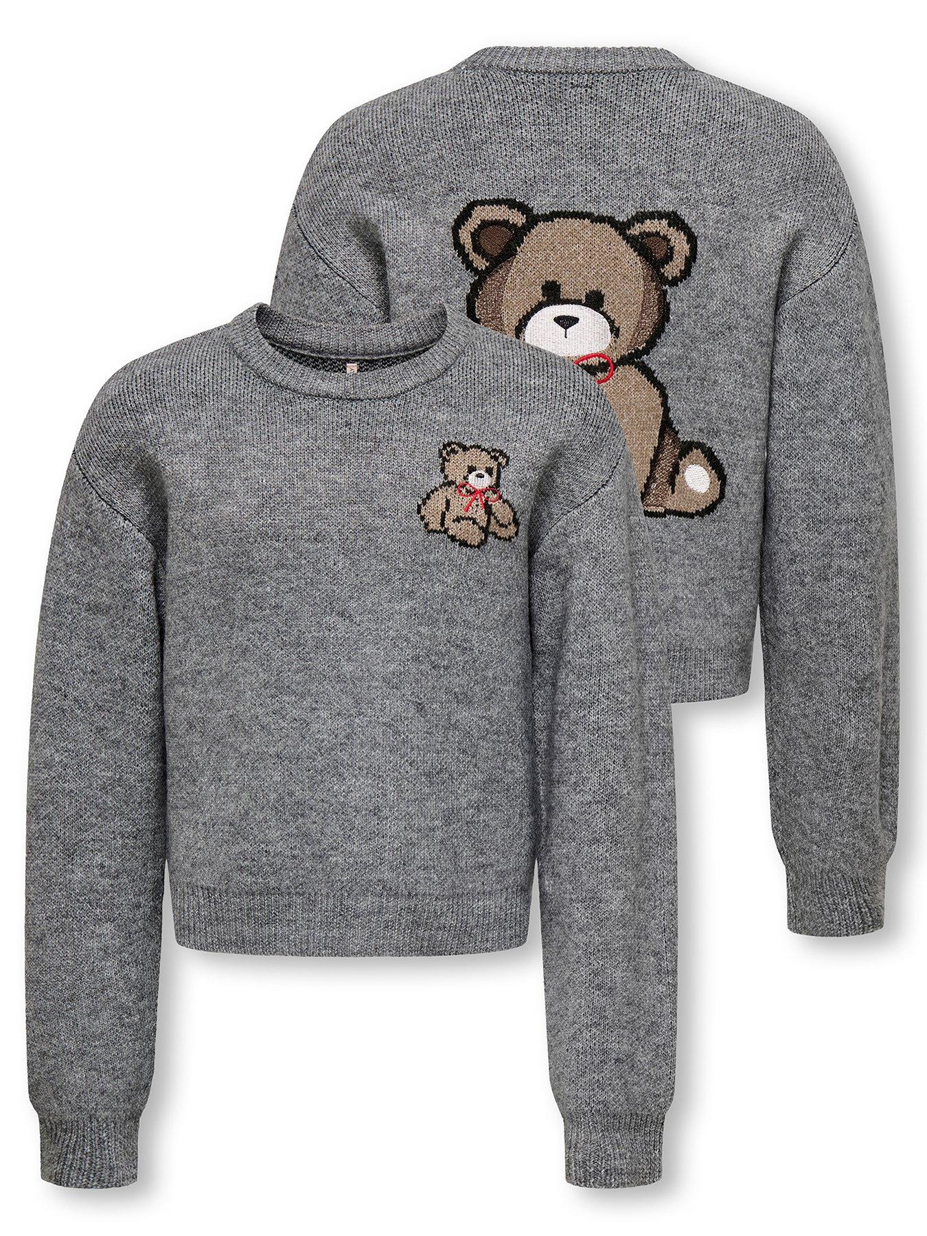 Only Kids Girls Teddy Knitted Jumper - Grey