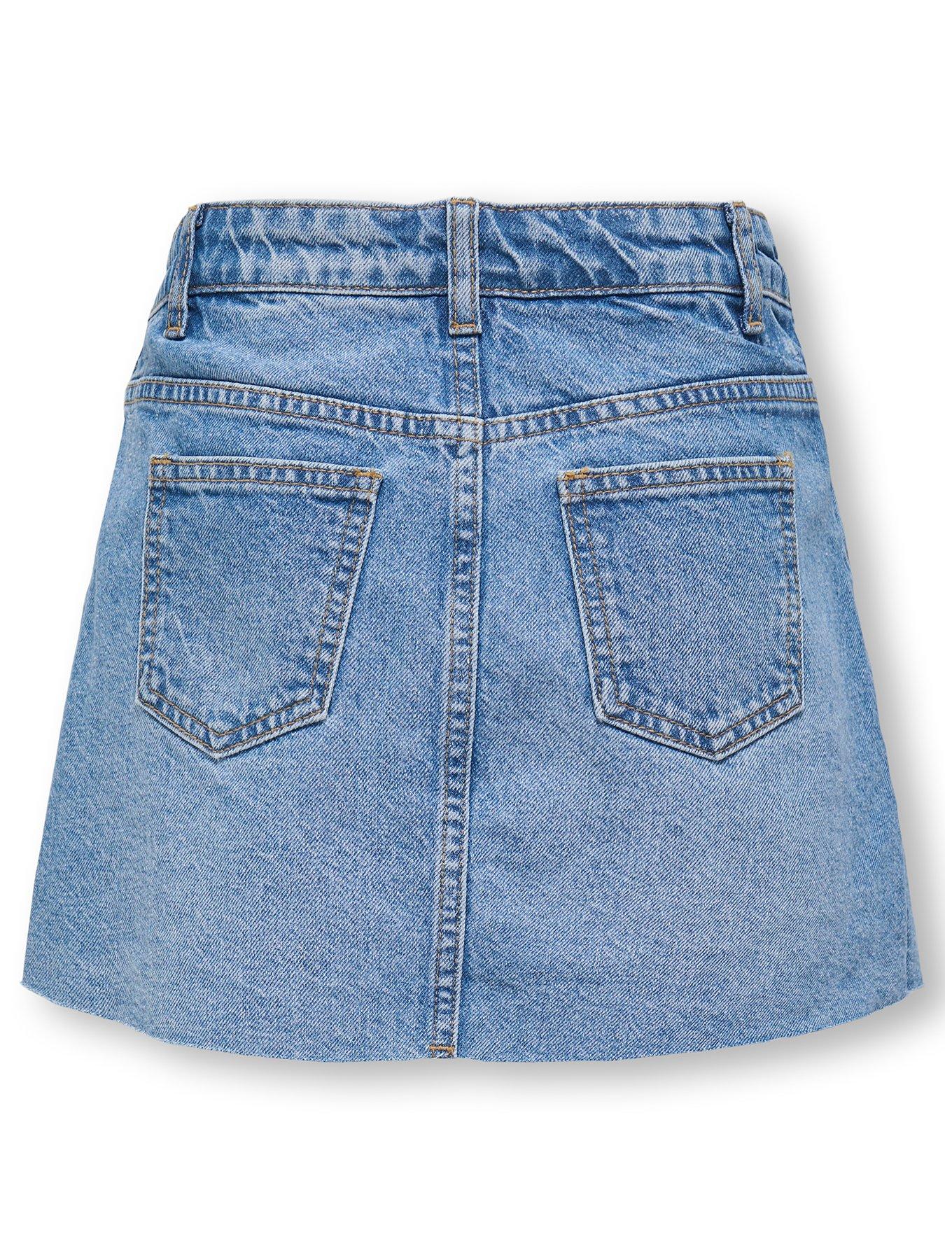 Image 3 of 4 of Only Kids Girls Pleated Denim Skort - Blue