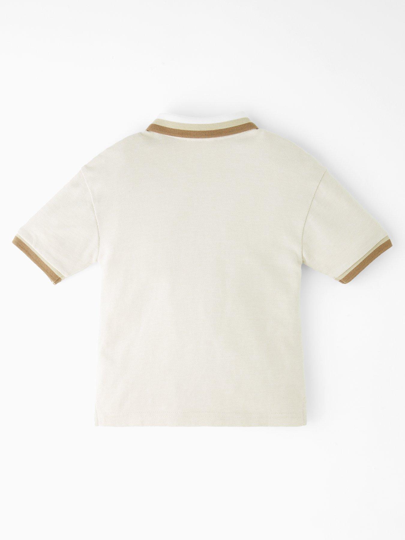 Image 2 of 4 of The Very Collection Boys Tonal Textured Short Sleeve Polo - Stone Beige