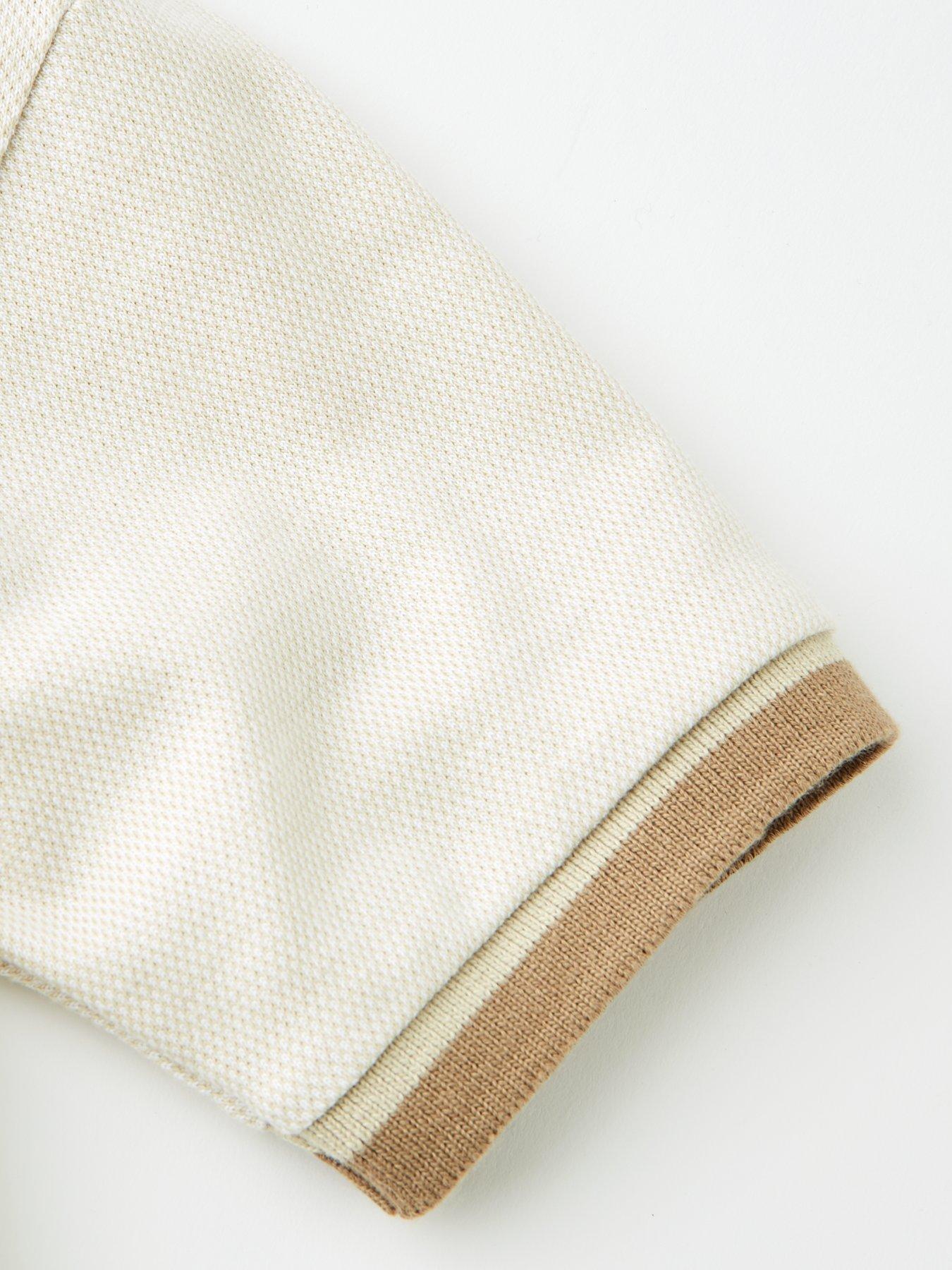 Image 4 of 4 of The Very Collection Boys Tonal Textured Short Sleeve Polo - Stone Beige