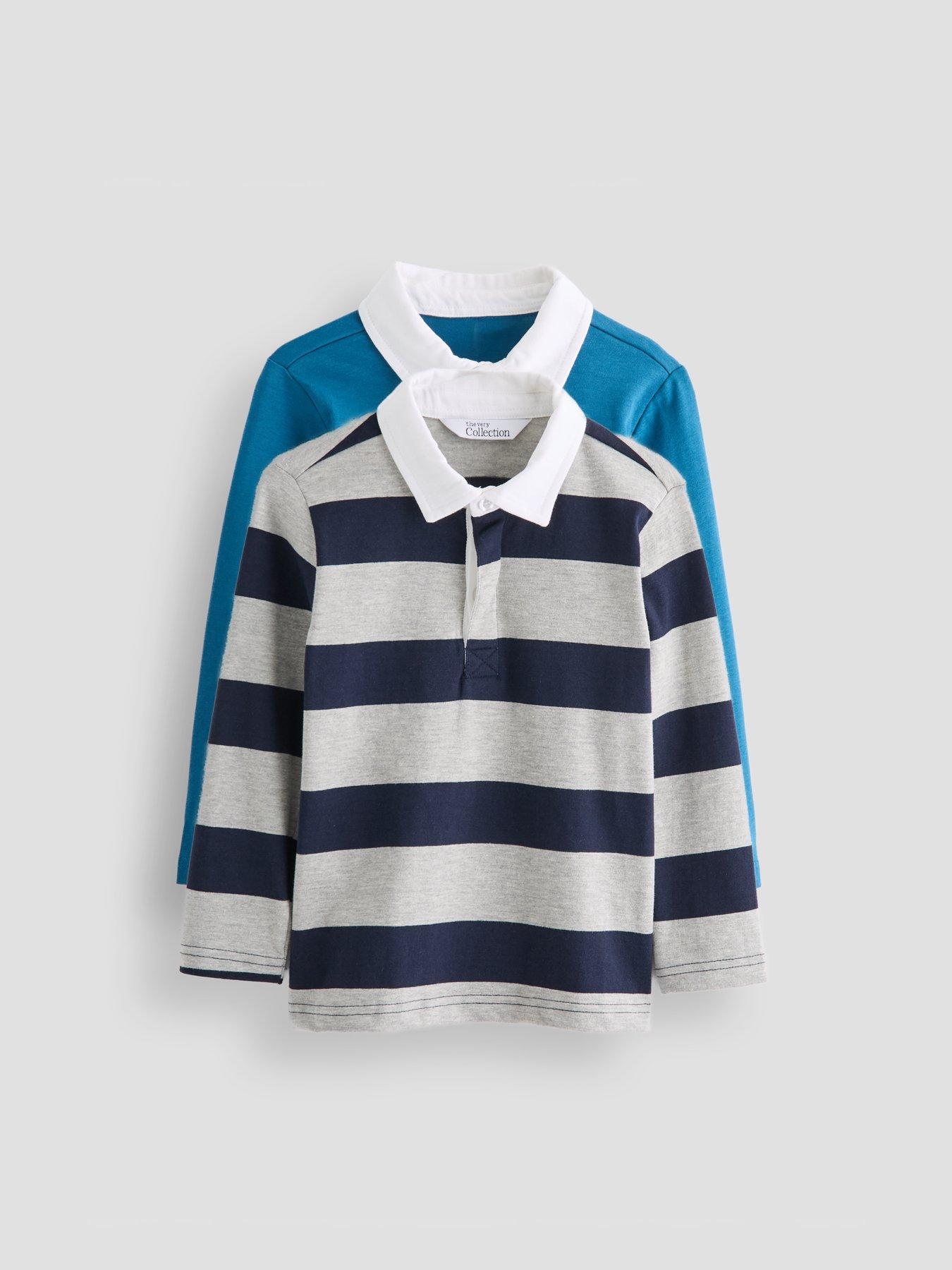 The Very Collection Boys 2 Pack Long Sleeve Rugby T-Shirts - Multi