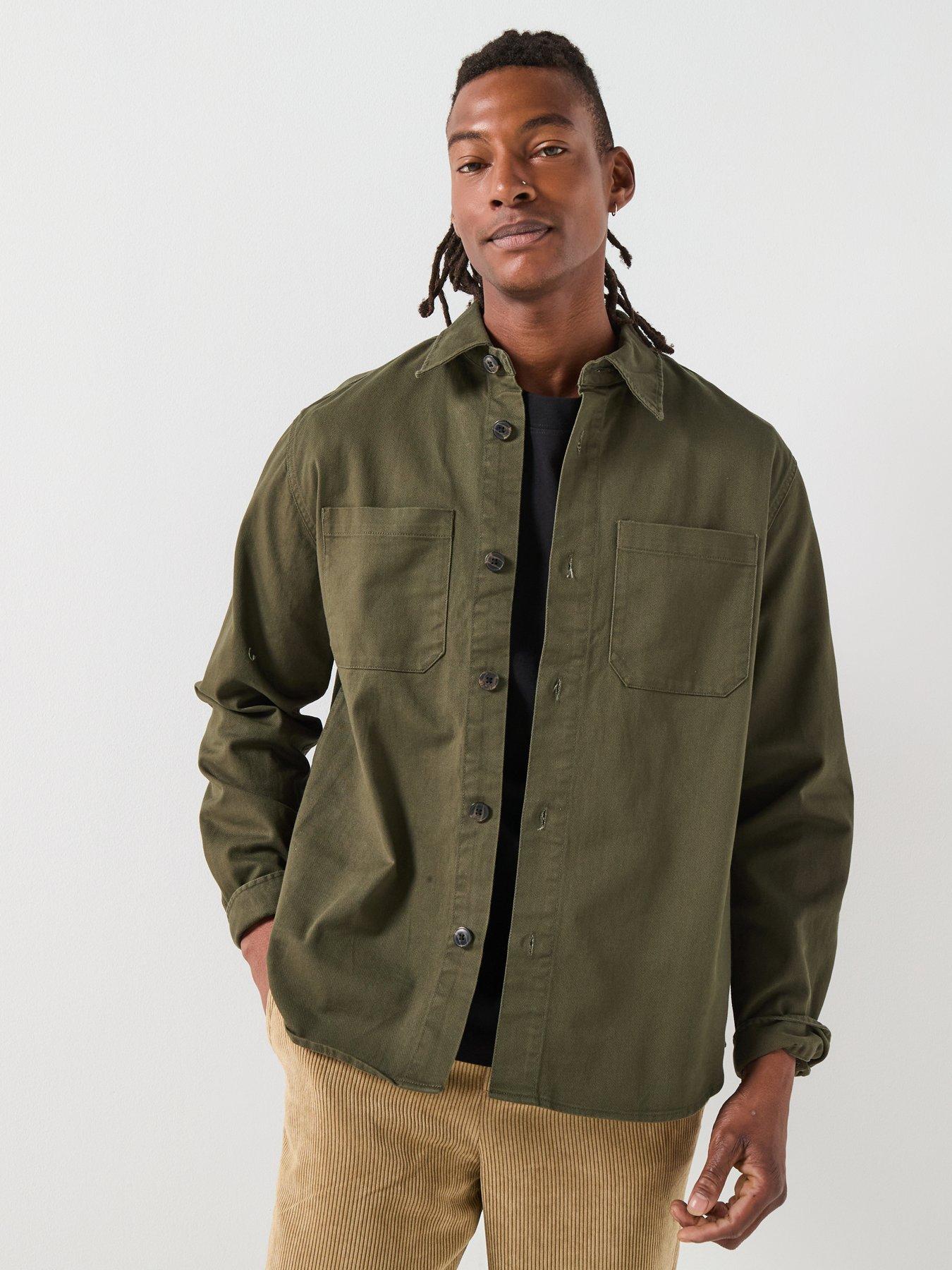 Image 1 of 6 of Selected Travis Twill Over Shirt - Dark Green