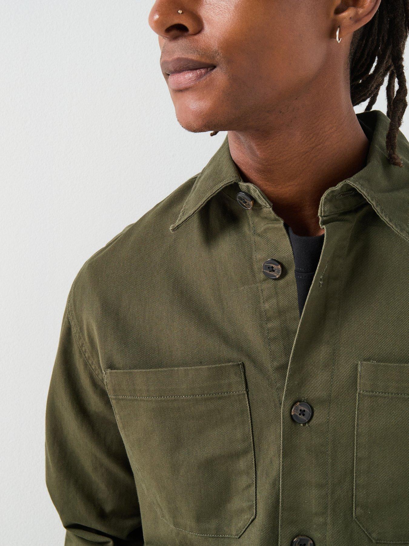 Image 5 of 6 of Selected Travis Twill Over Shirt - Dark Green