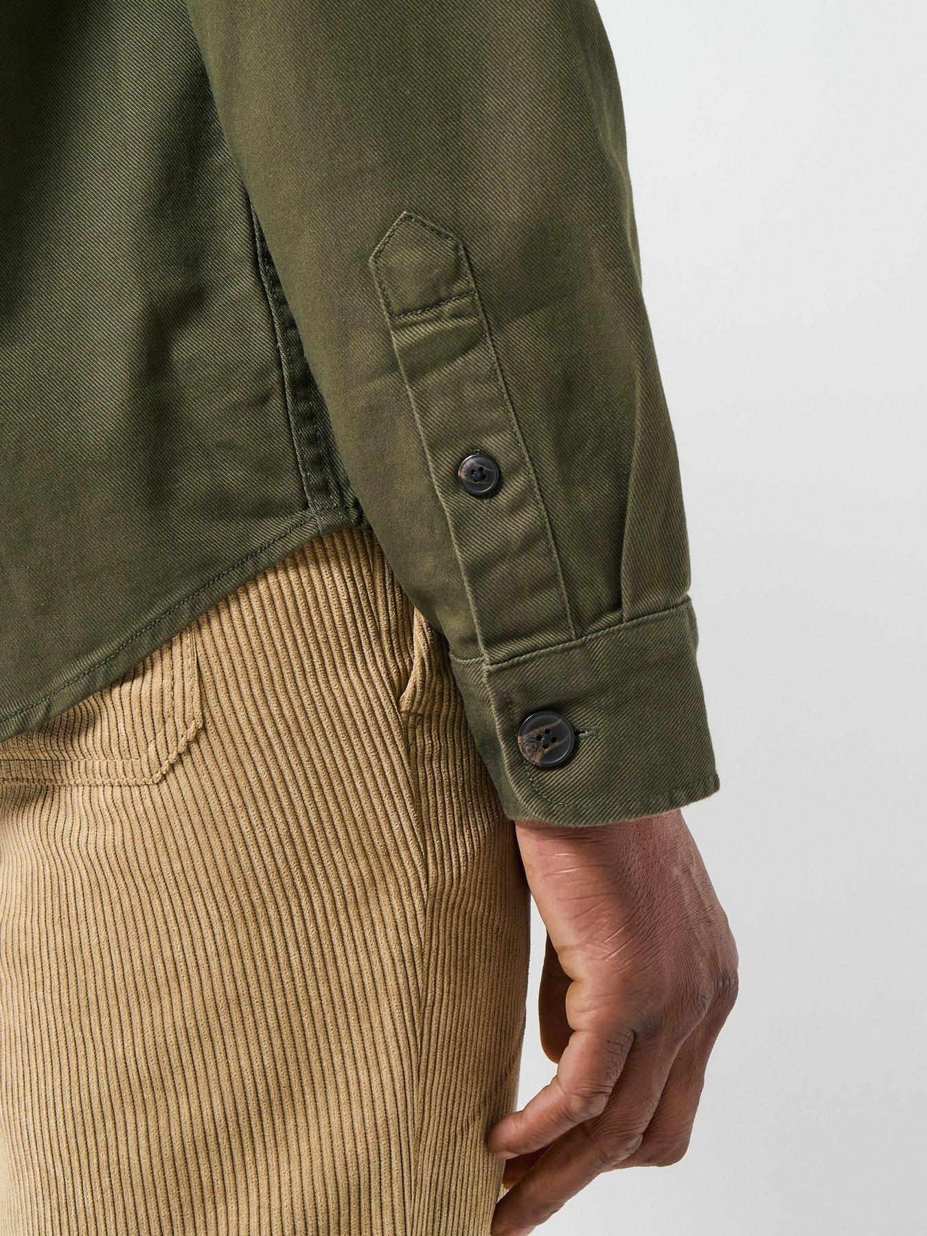 Image 6 of 6 of Selected Travis Twill Over Shirt - Dark Green