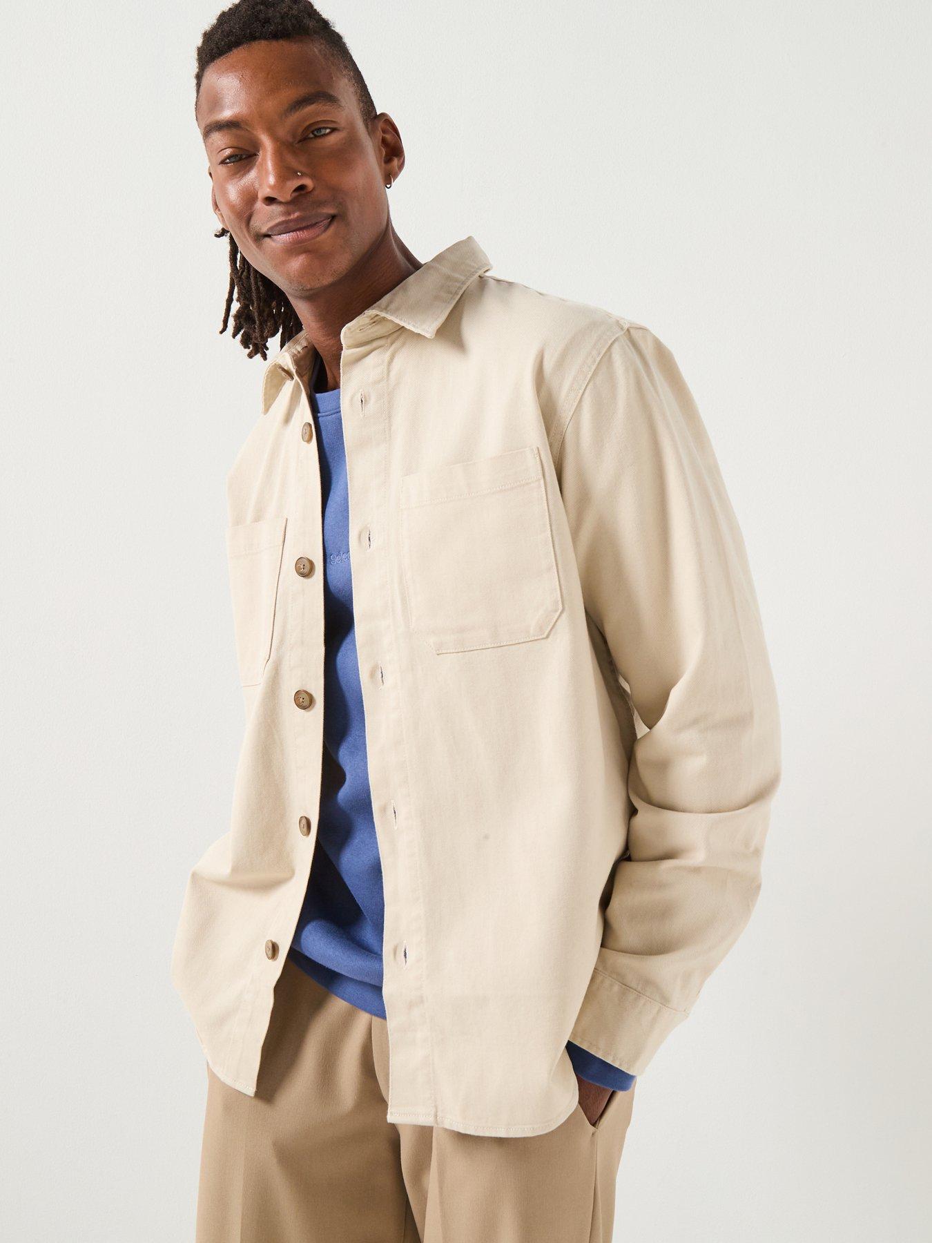 Image 1 of 6 of Selected Travis Twill Plain Over Shirt - Beige