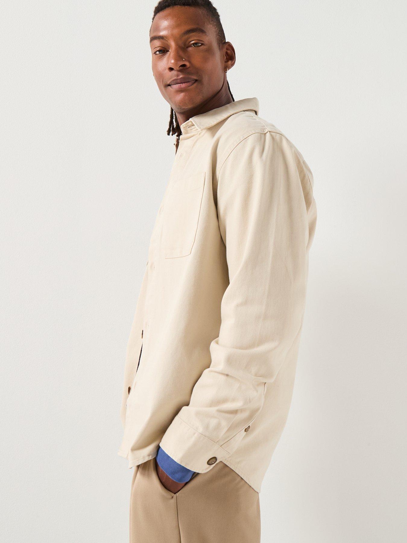 Image 6 of 6 of Selected Travis Twill Plain Over Shirt - Beige