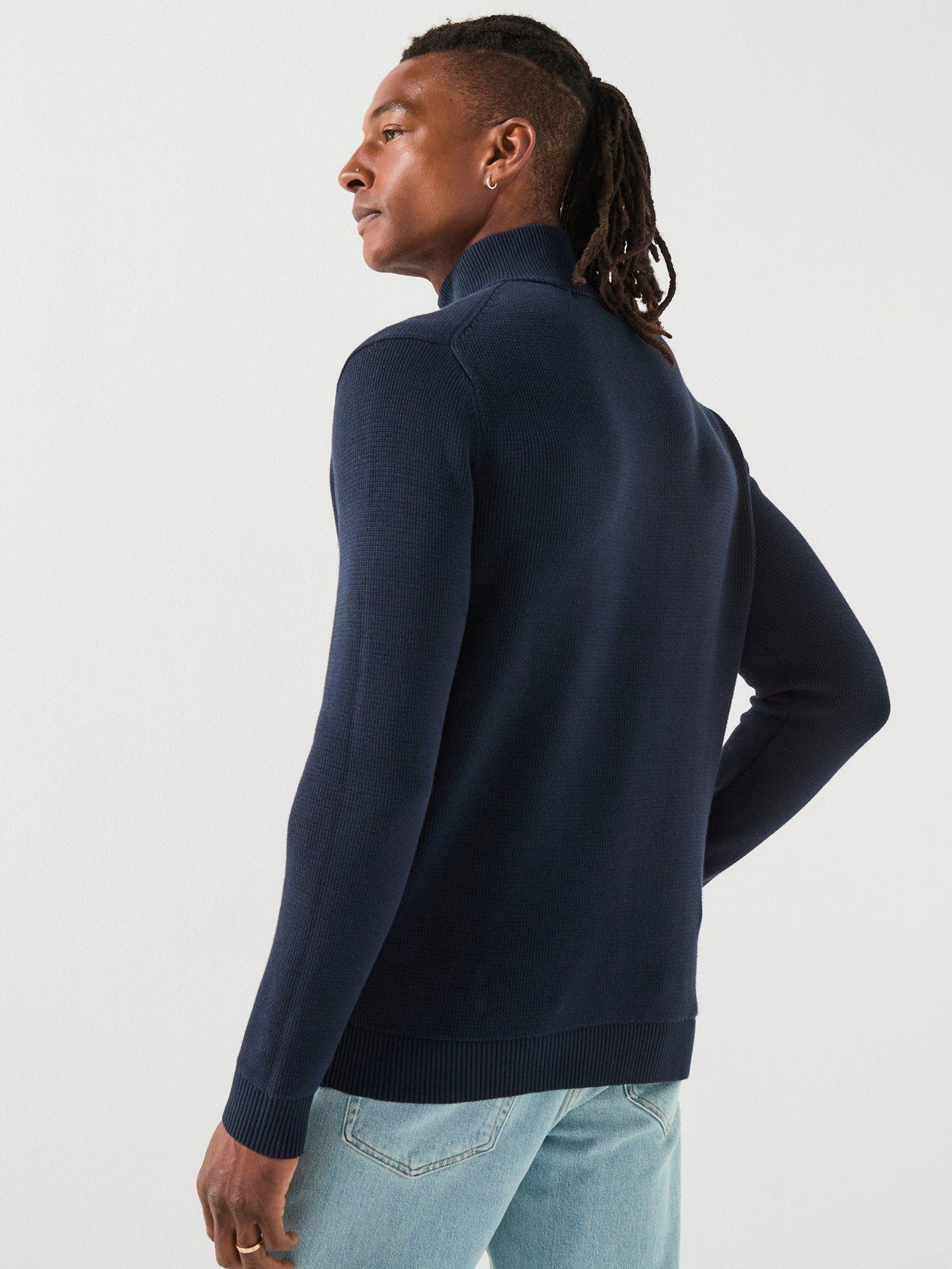 Image 2 of 6 of Selected Dane Half Zip Knitted Jumper - Navy