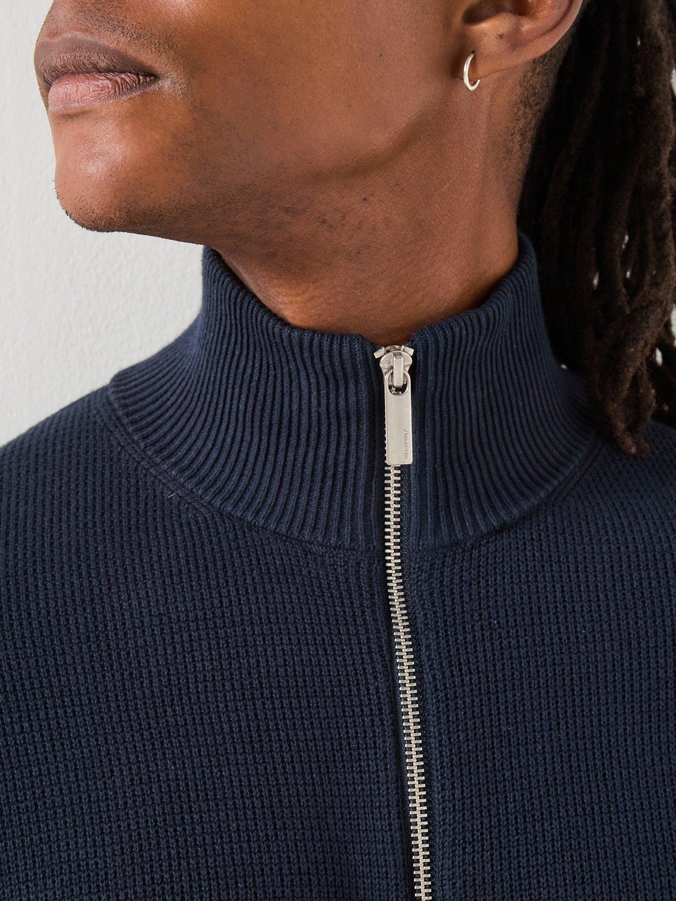 Image 5 of 6 of Selected Dane Half Zip Knitted Jumper - Navy