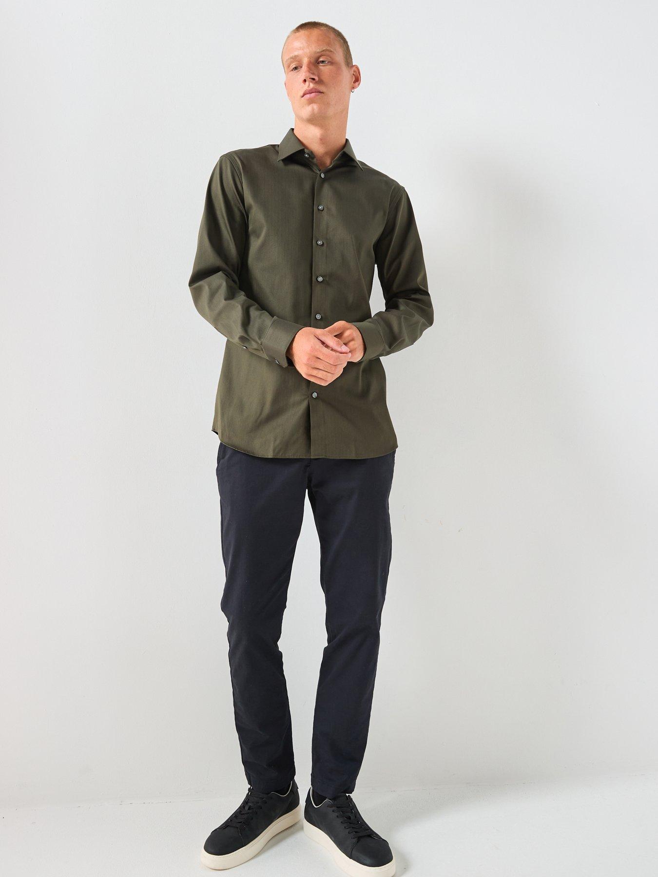 Image 3 of 4 of Selected Long Sleeve Slim Performance Shirt - Dark Green
