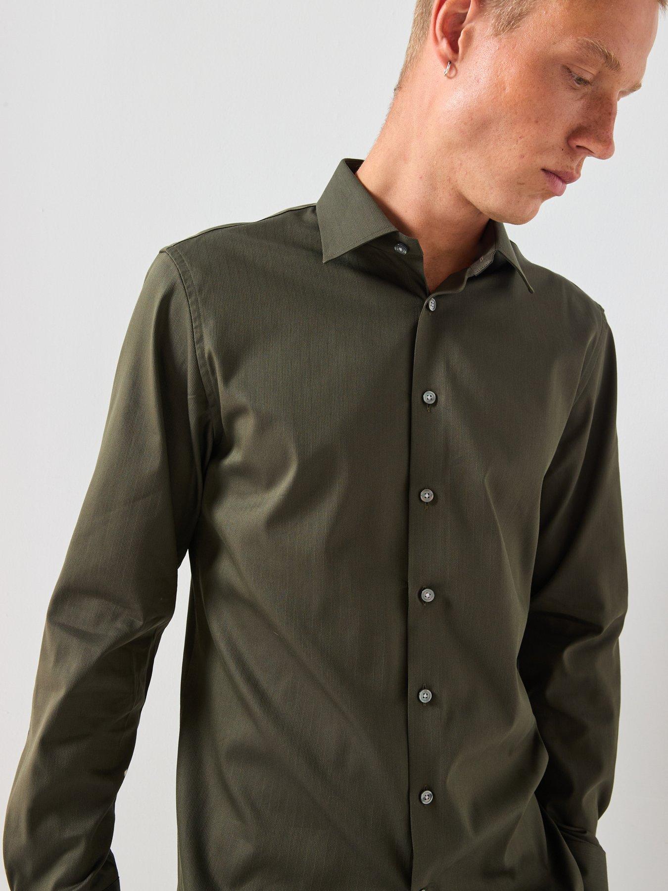 Image 4 of 4 of Selected Long Sleeve Slim Performance Shirt - Dark Green