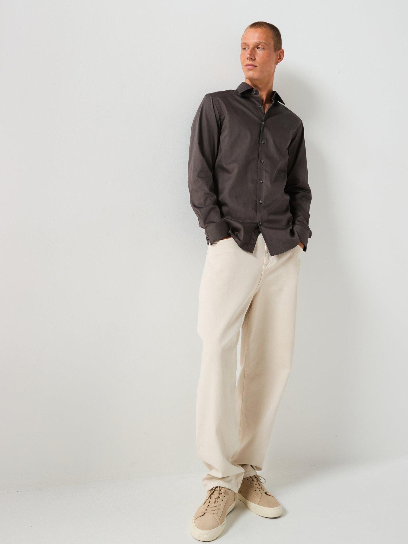 Image 1 of 5 of Selected Long Sleeve Slim Performance Shirt - Brown