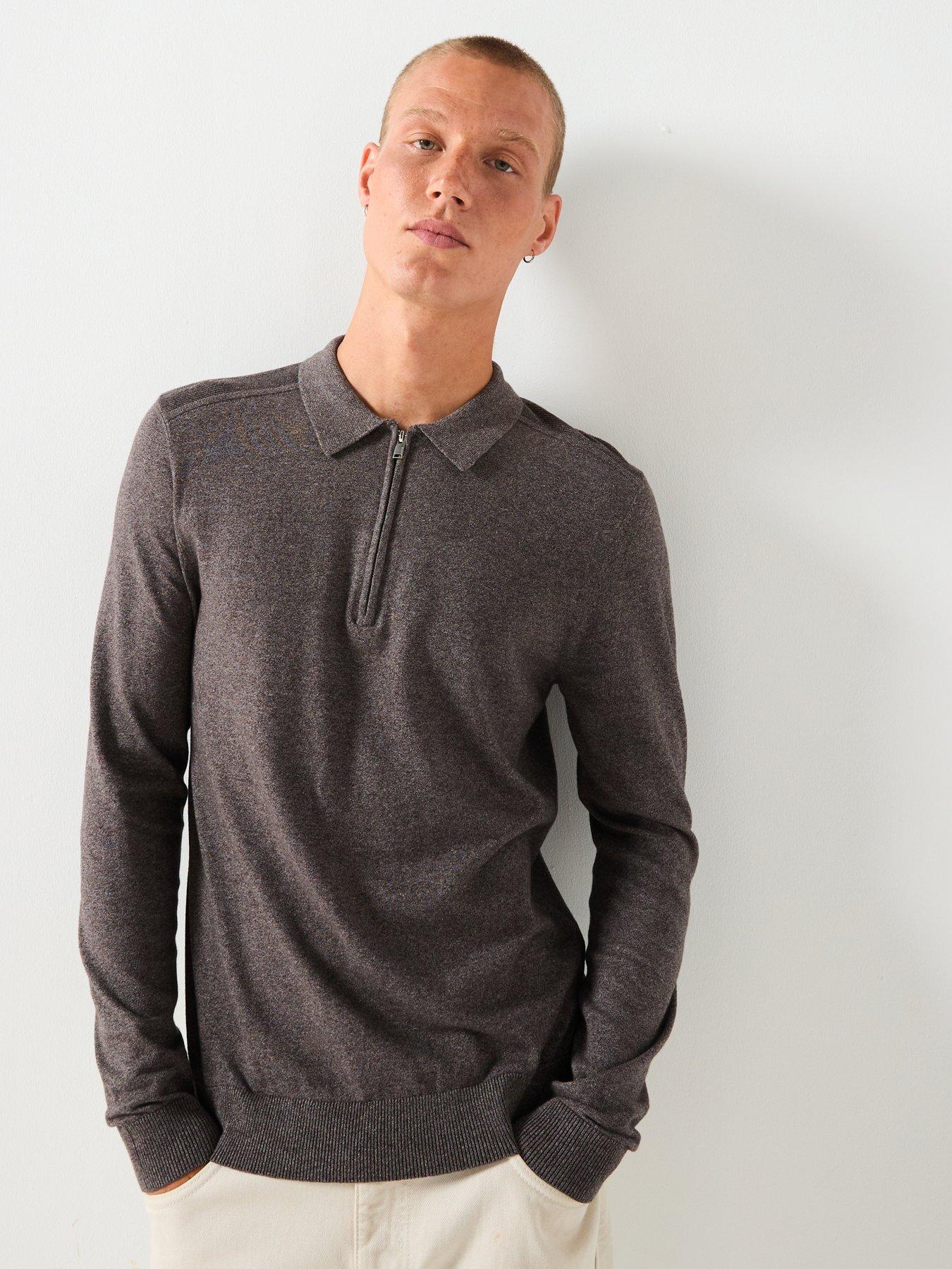 Image 1 of 5 of Selected Selected Berg Long Sleeve Half Zip Knitted Polo Shirt