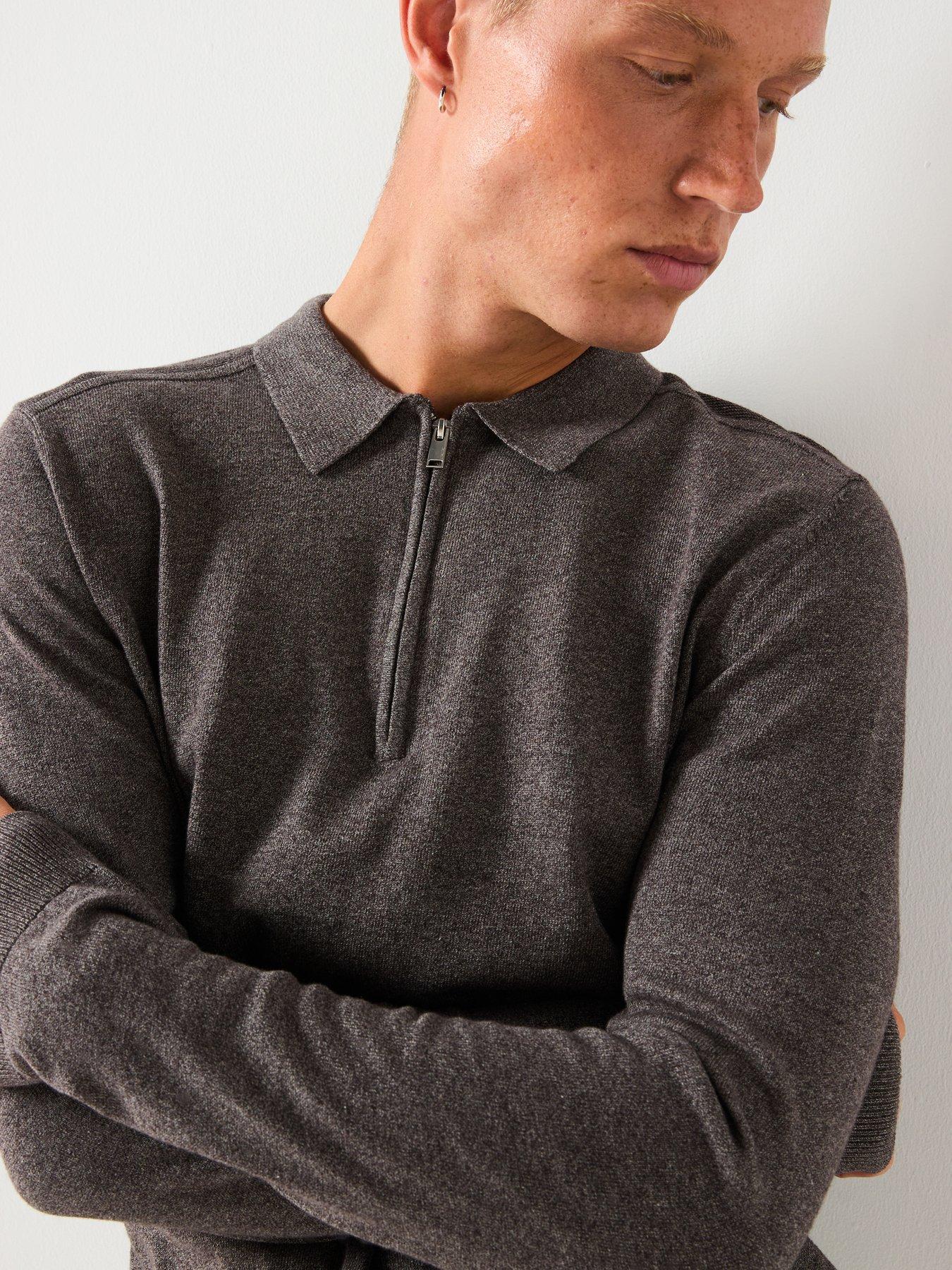Image 4 of 5 of Selected Selected Berg Long Sleeve Half Zip Knitted Polo Shirt