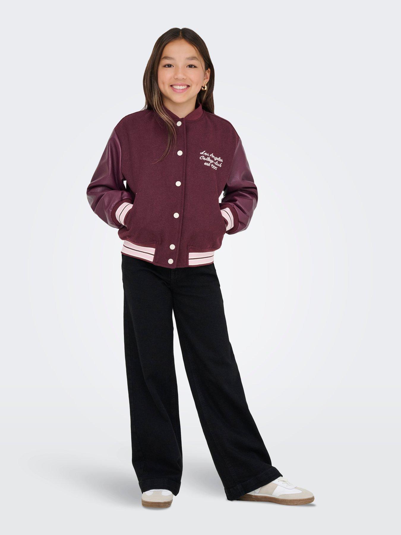 Only Kids Girls Bomber Jacket - Dark Red
