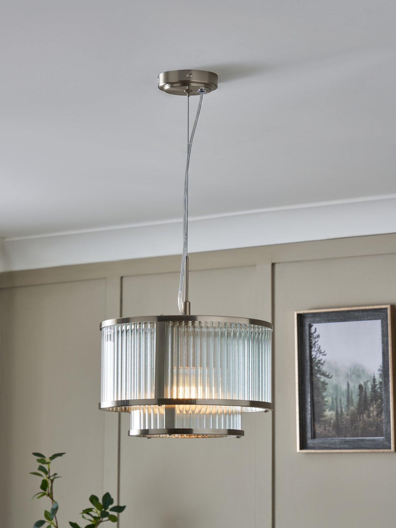 Very Home 3 Light Glass 2 Tiered Flush With Metal Trim