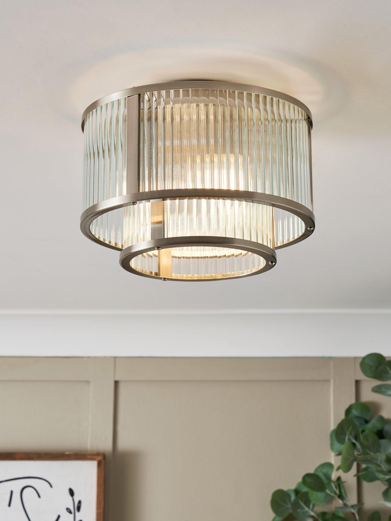 undefined 1 Light Glass 2 Tiered Easy Fit with Metal Trim