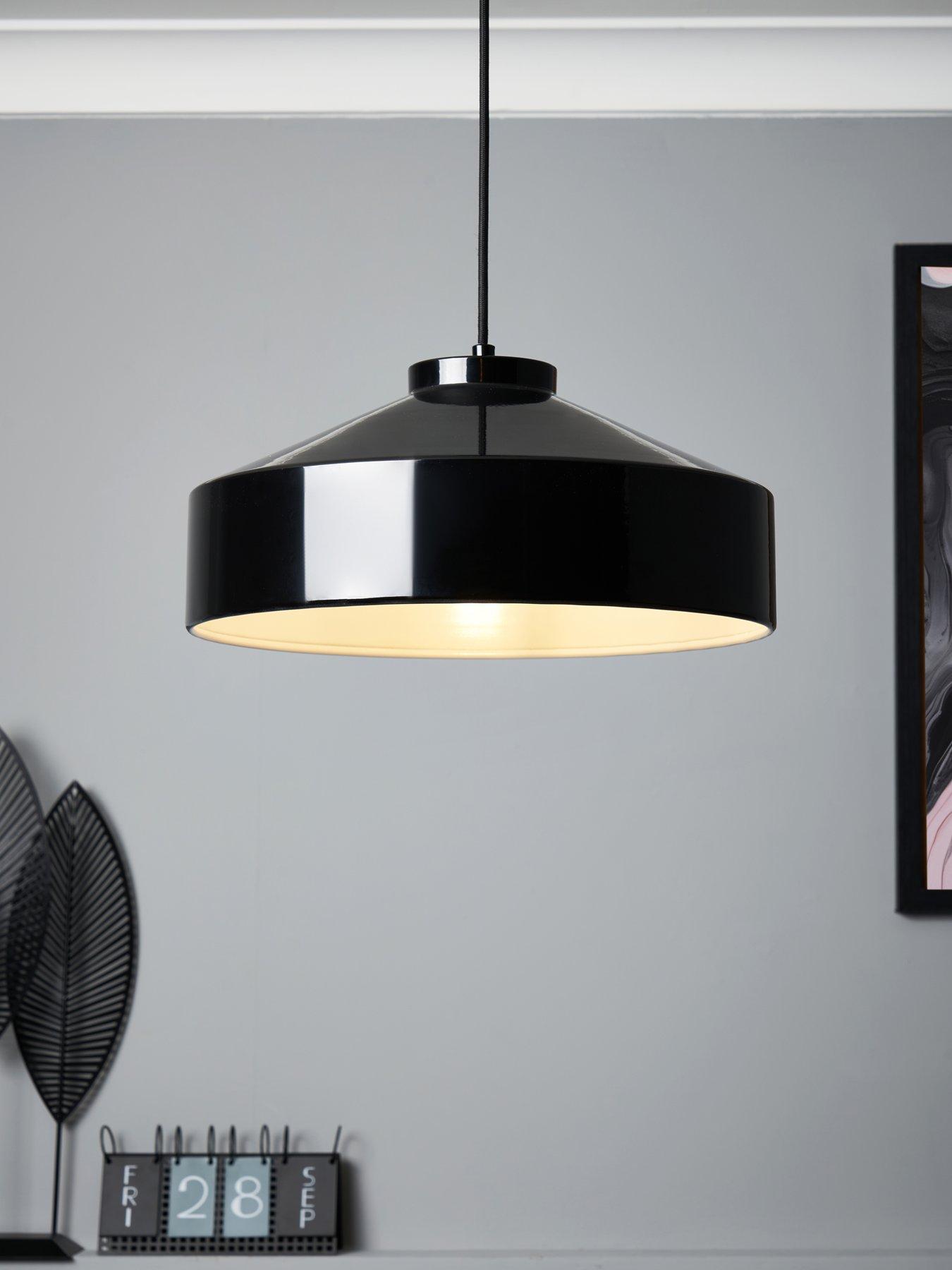 Very Home Gloss Black Metal Industrial Pendant