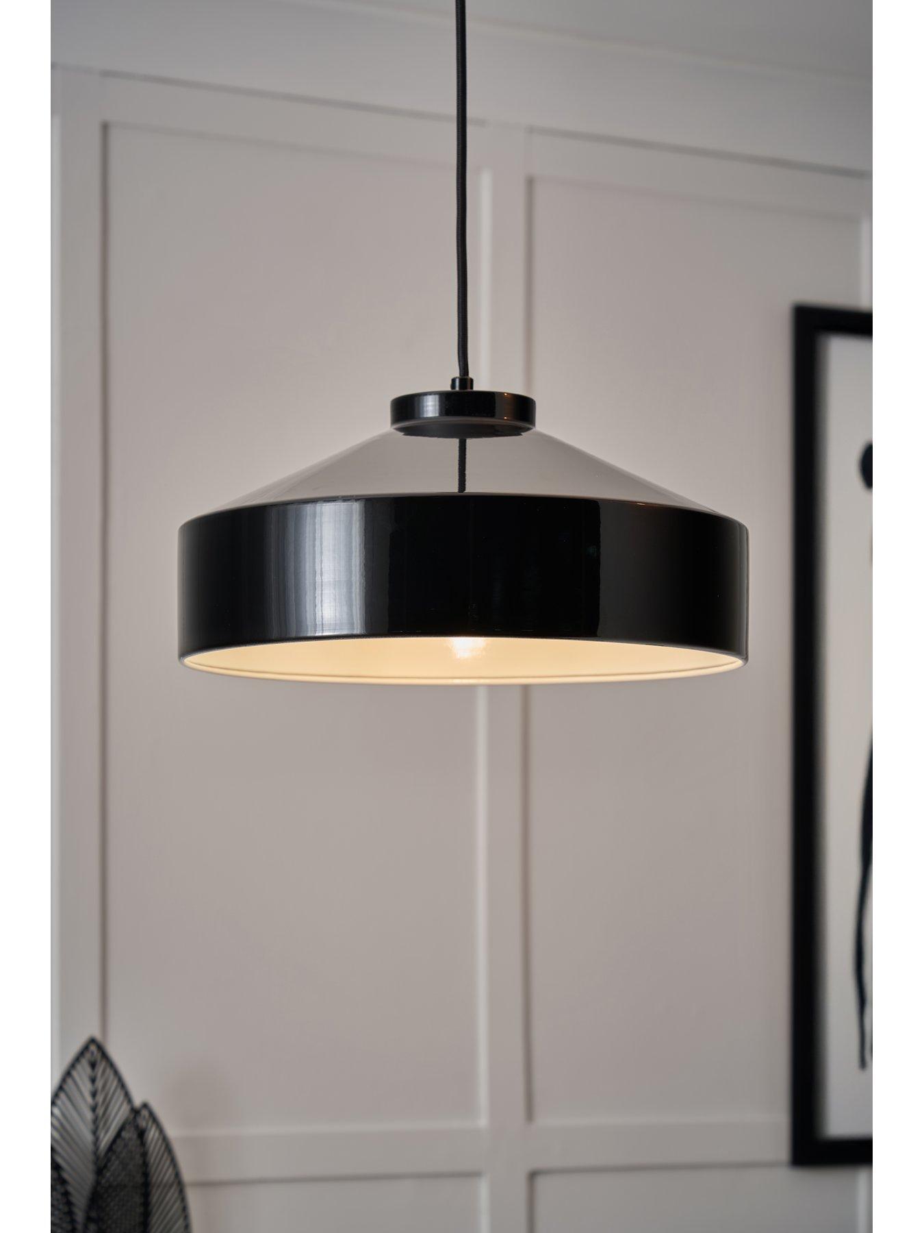 Very Home Gloss Black Metal Industrial Pendant