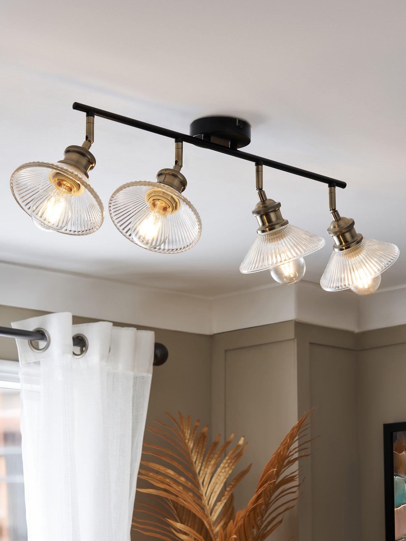 undefined Vintage Ribbed Glass 4 Light Bar