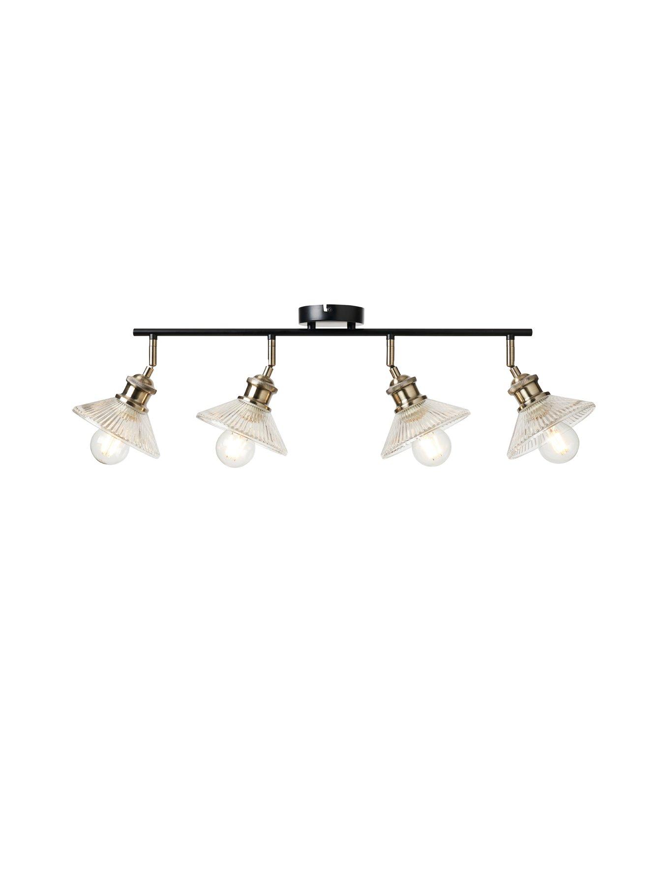 Image 3 of 6 of Very Home Vintage Ribbed Glass 4 Light Bar