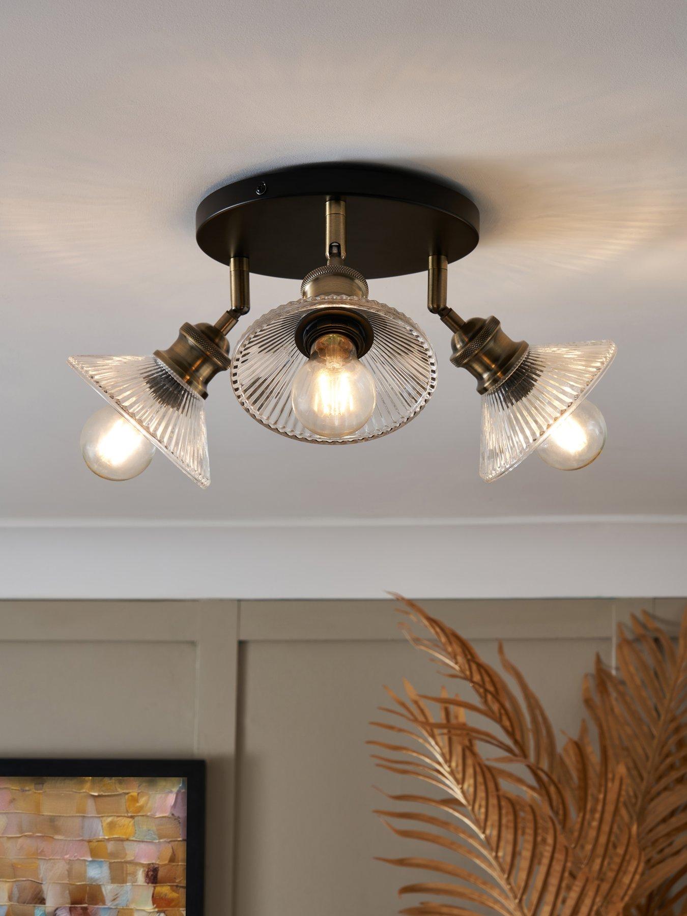 Very Home Vintage Ribbed Glass 3 Light